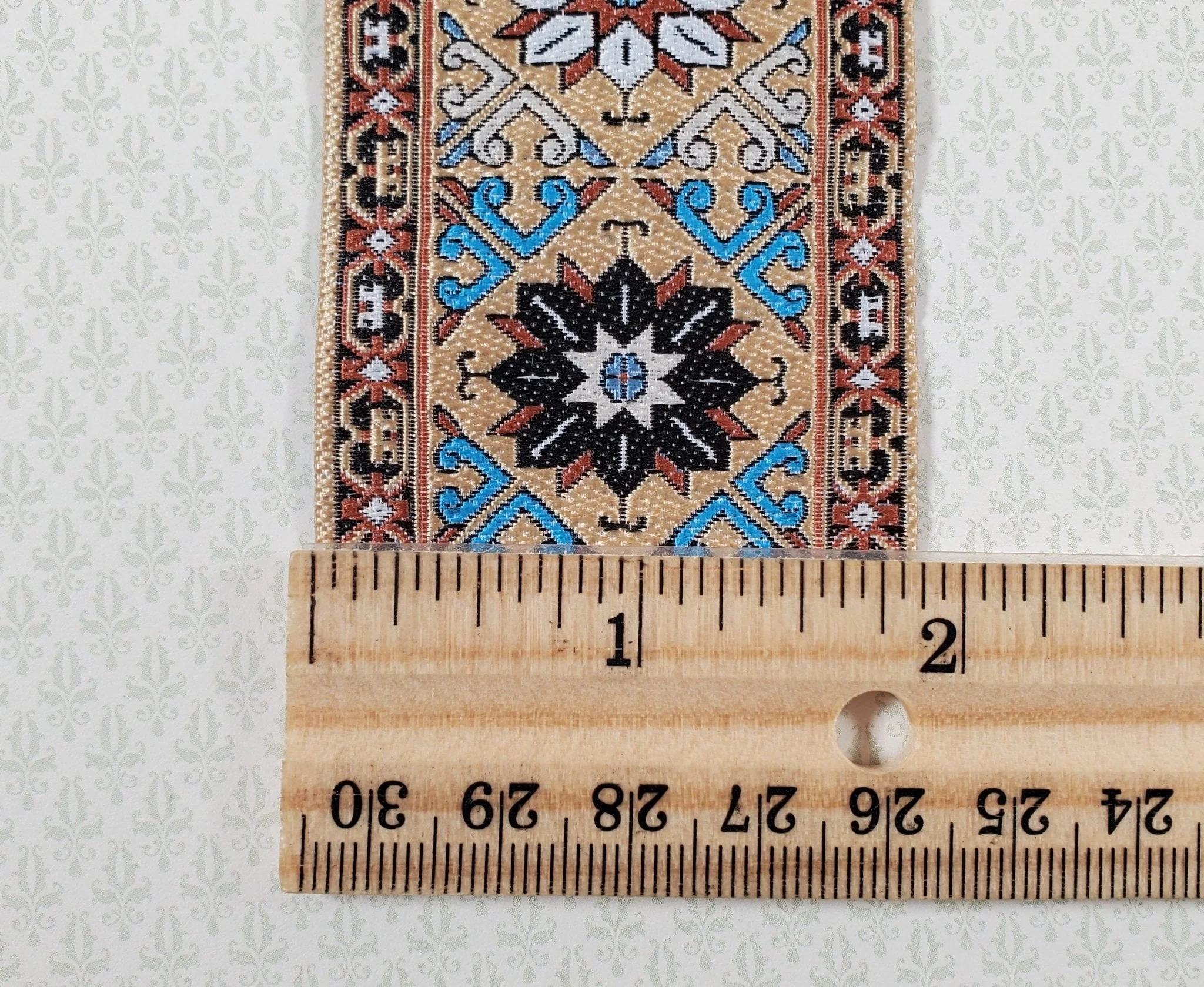 Dollhouse Stair Runner Carpet 19.75" x 2" Beige Rust 1:12 Scale Miniature - Image 3