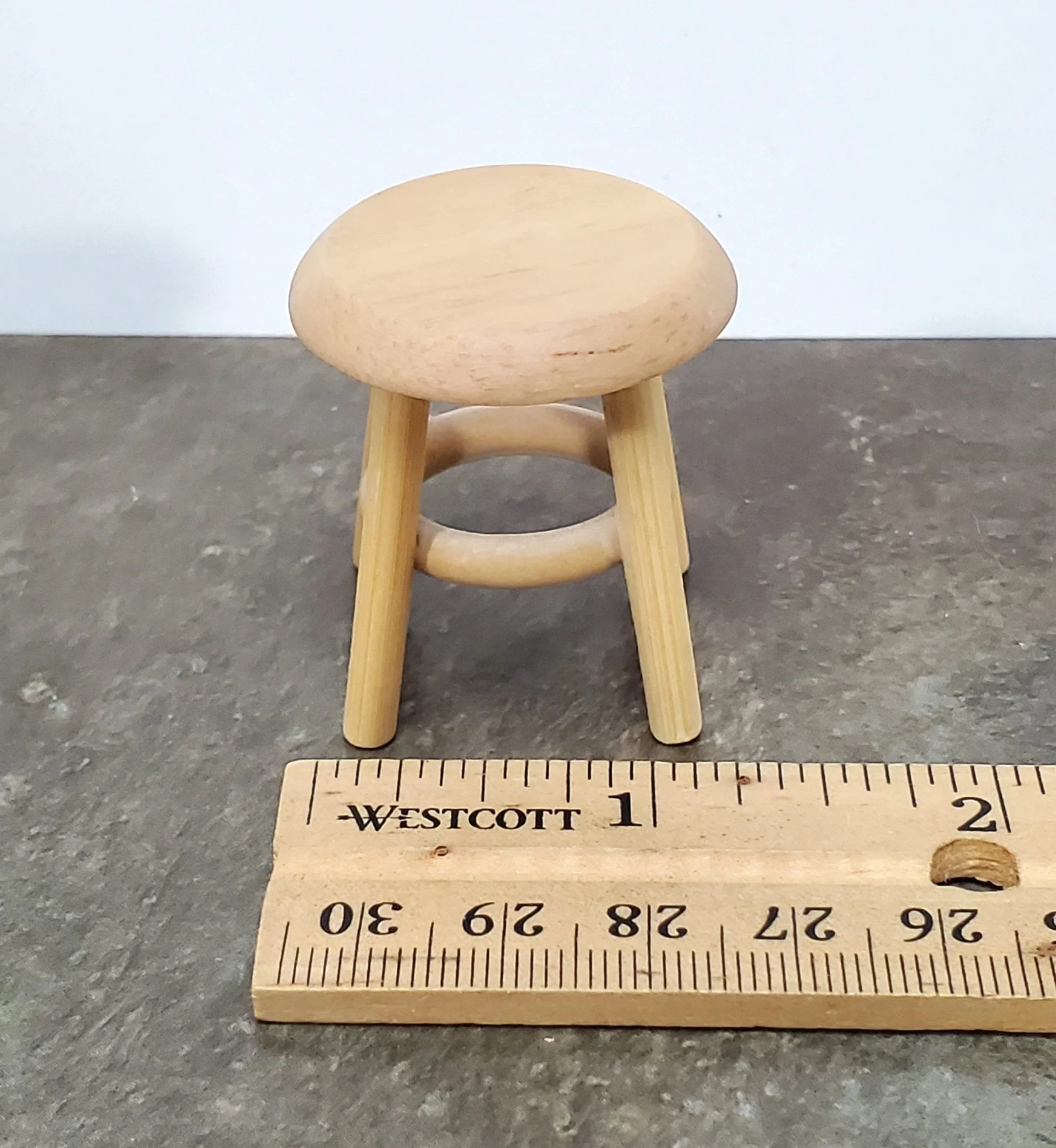 Dollhouse Step Stool Short Light Oak Finish Wood 1:12 Scale Miniature Furniture 1 1/2" - Image 4