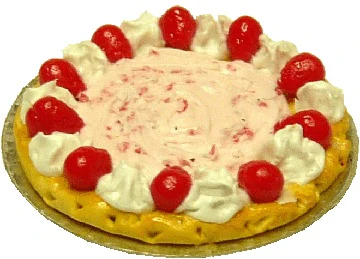 Dollhouse Strawberry Chiffon Pie 1:12 Scale Miniature Food