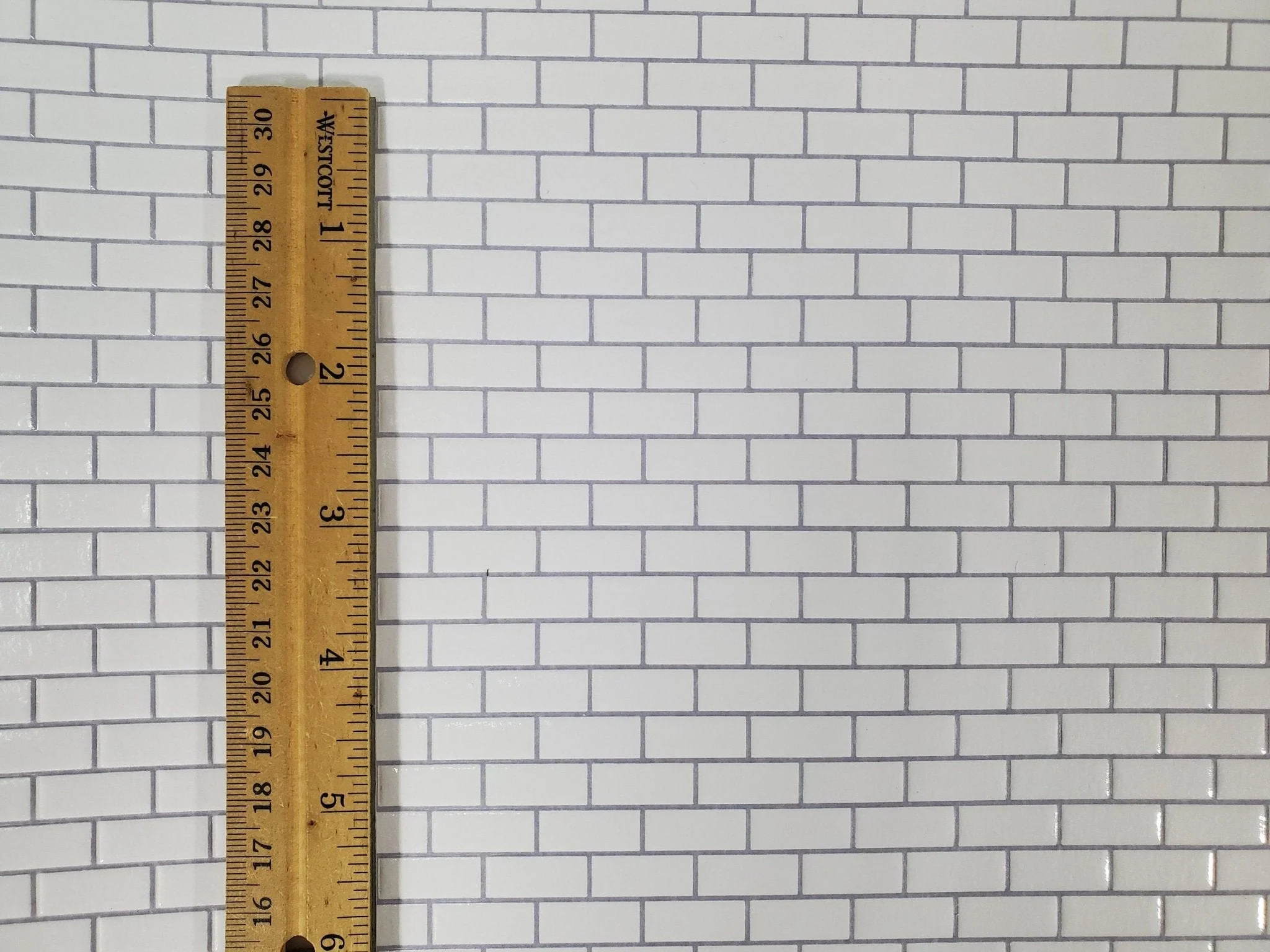 Dollhouse Subway Tile Metro Wall Tile Large White Embossed Glossy Paper World & Model - Image 3