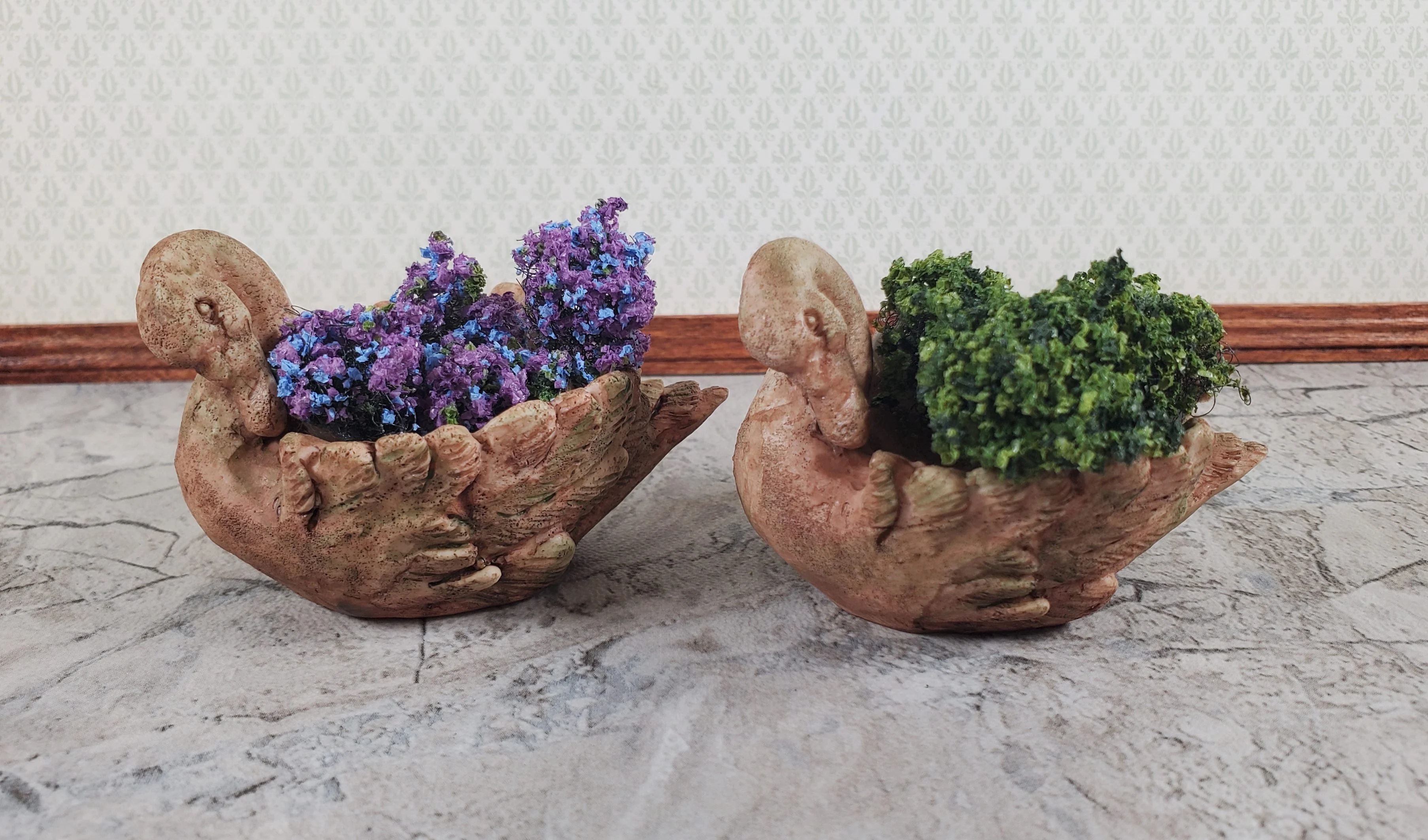 Dollhouse Swan Flower Planters x2 Large by Falcon Miniatures 1:12 Sale A4010GA - Image 3