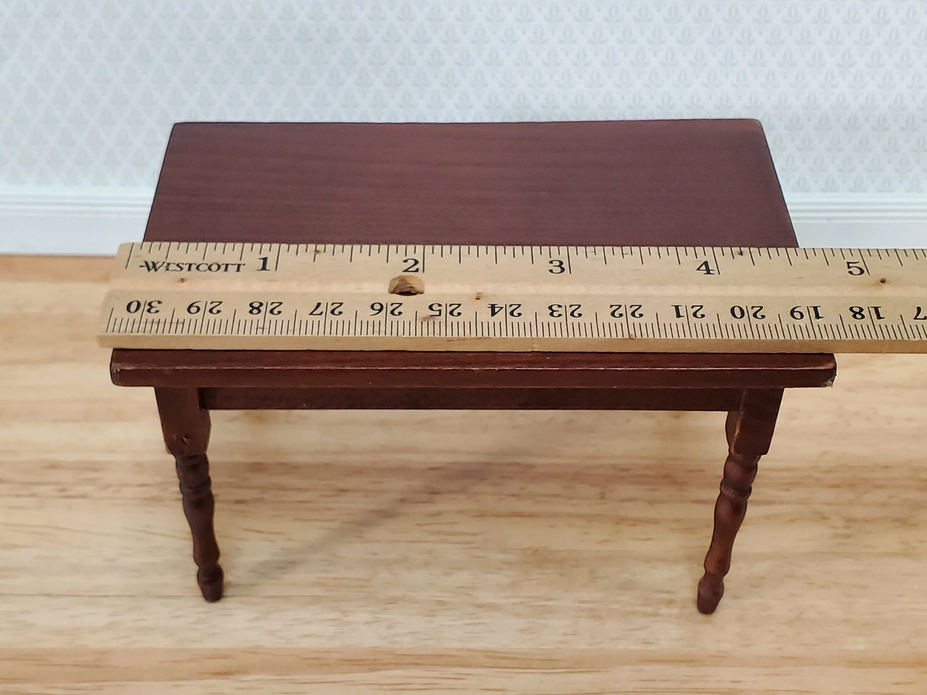 Dollhouse Table Kitchen or Dining Room Walnut Finish 1:12 Scale Miniature Wood Furniture - Image 3