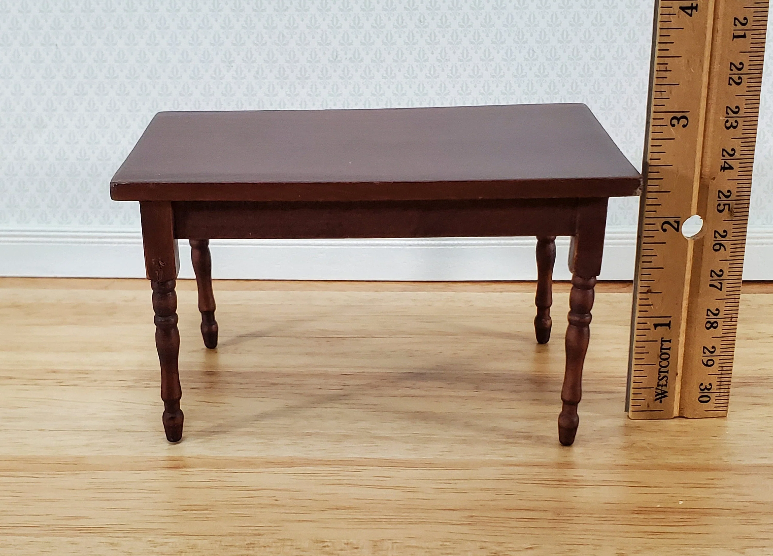 Dollhouse Table Kitchen or Dining Room Walnut Finish 1:12 Scale Miniature Wood Furniture - Image 5