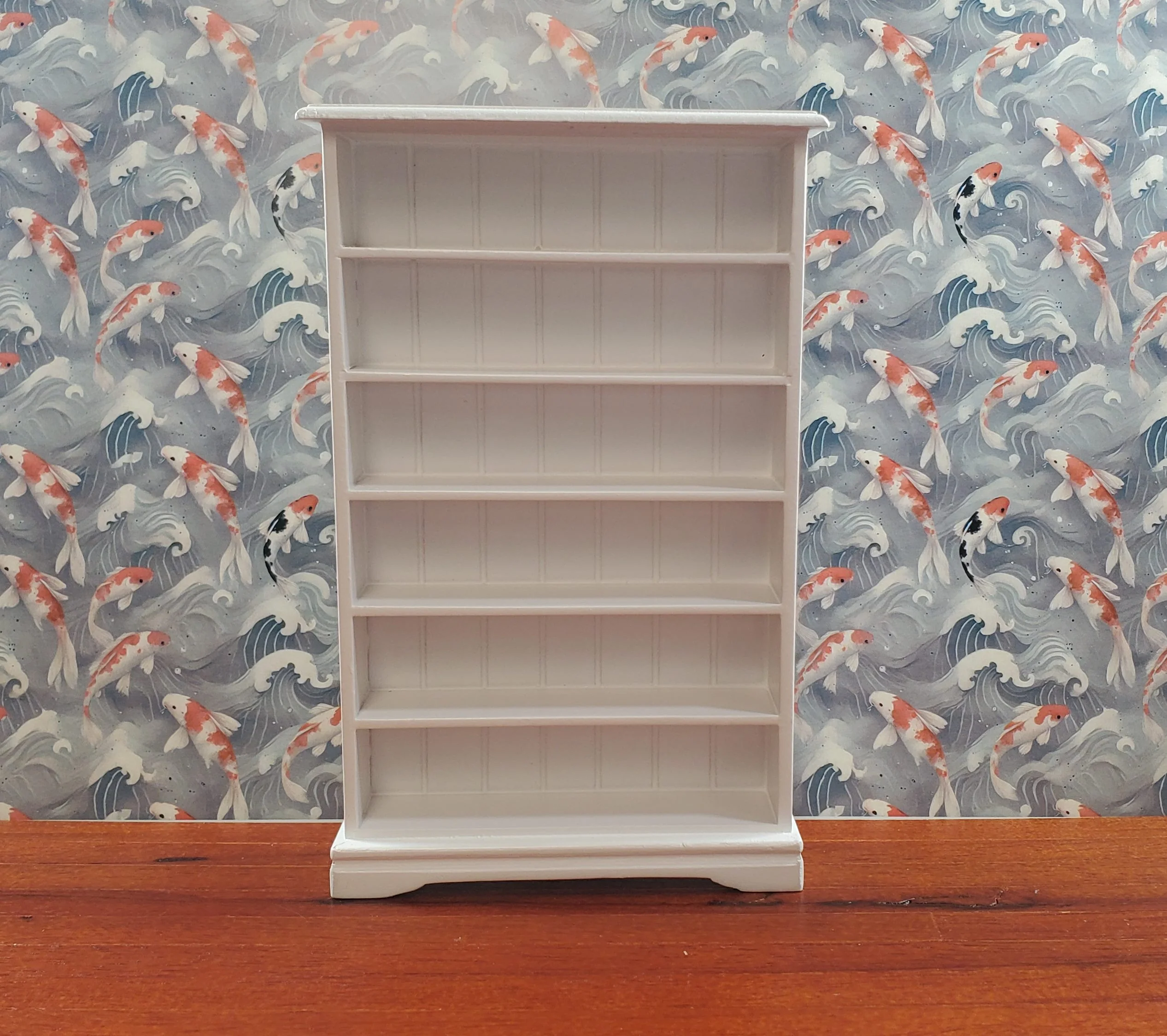 Dollhouse Tall Bookcase White Shelves Bookshelf 1:12 Scale Miniature Furniture - Image 2