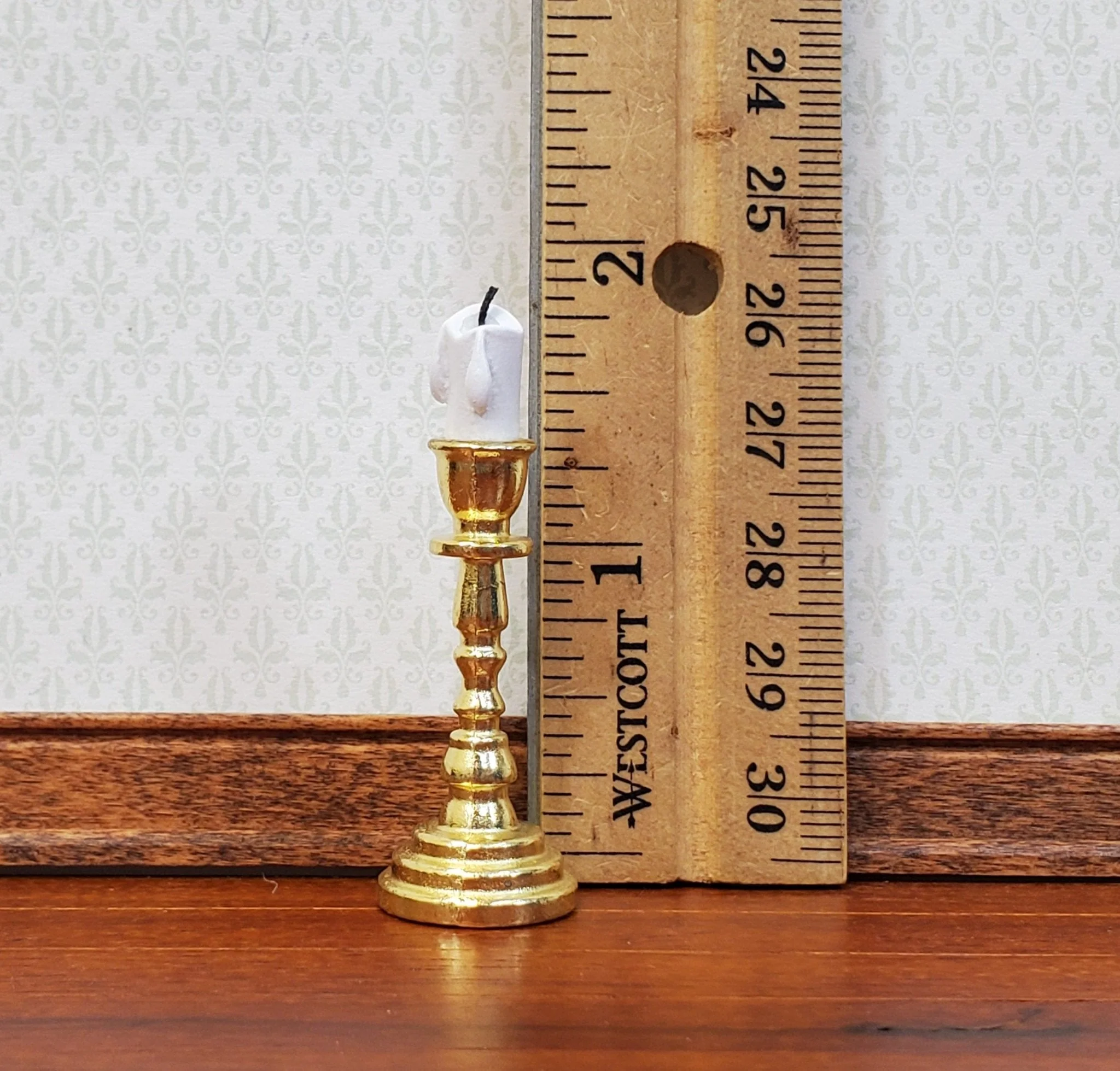 Dollhouse Tall Candlestick Gold Finish Miniature Decor Use in 1:12 or 1/6 Scale Settings - Image 4