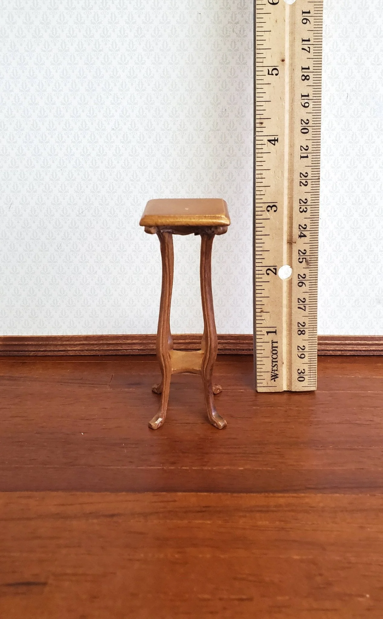 Dollhouse Tall Fern or Plant Stand Wood 1:12 Scale Miniature Walnut Finish - Image 4