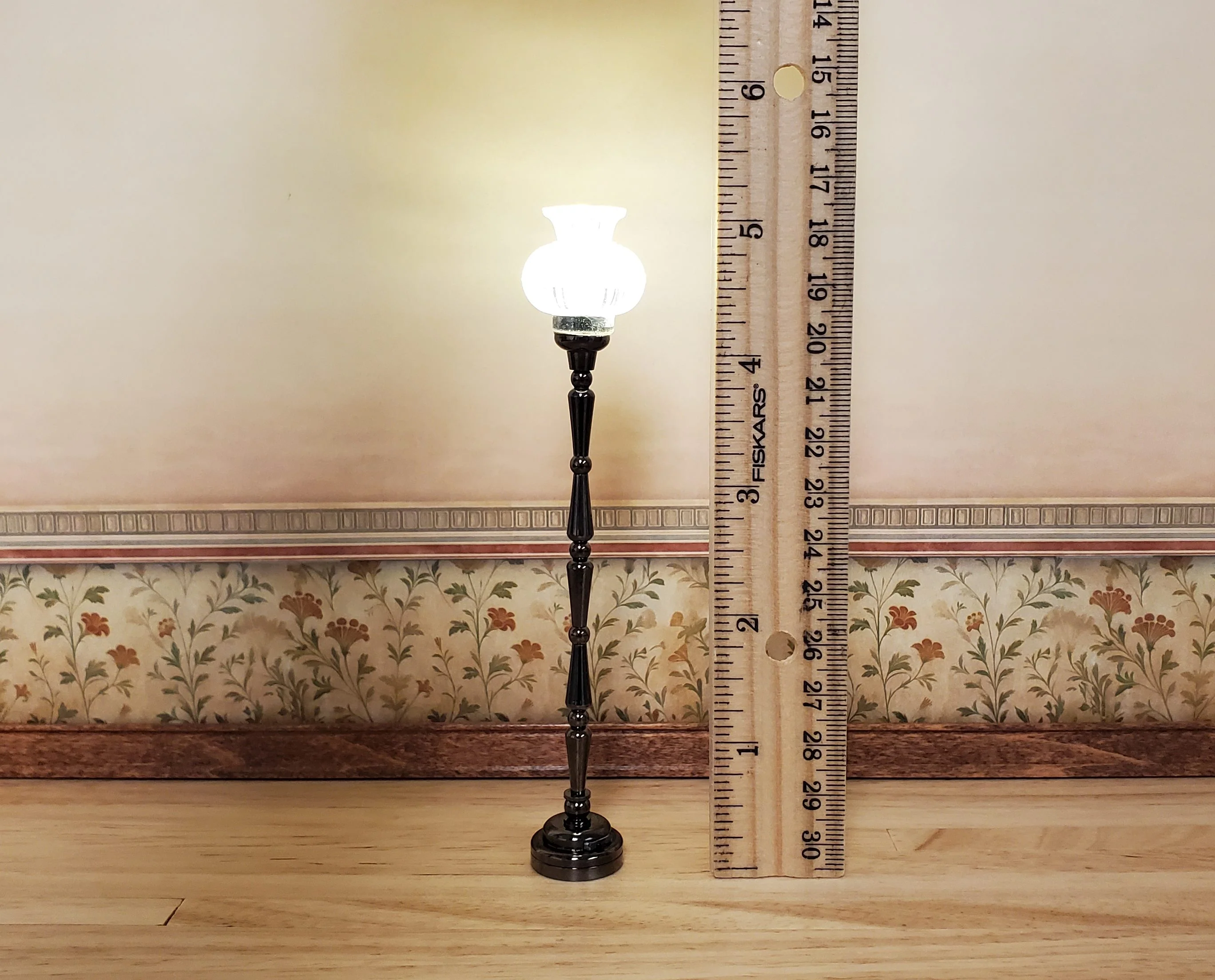 Dollhouse Tall Floor Lamp Battery Light Torchiere 1:12 Scale Miniature - Image 4