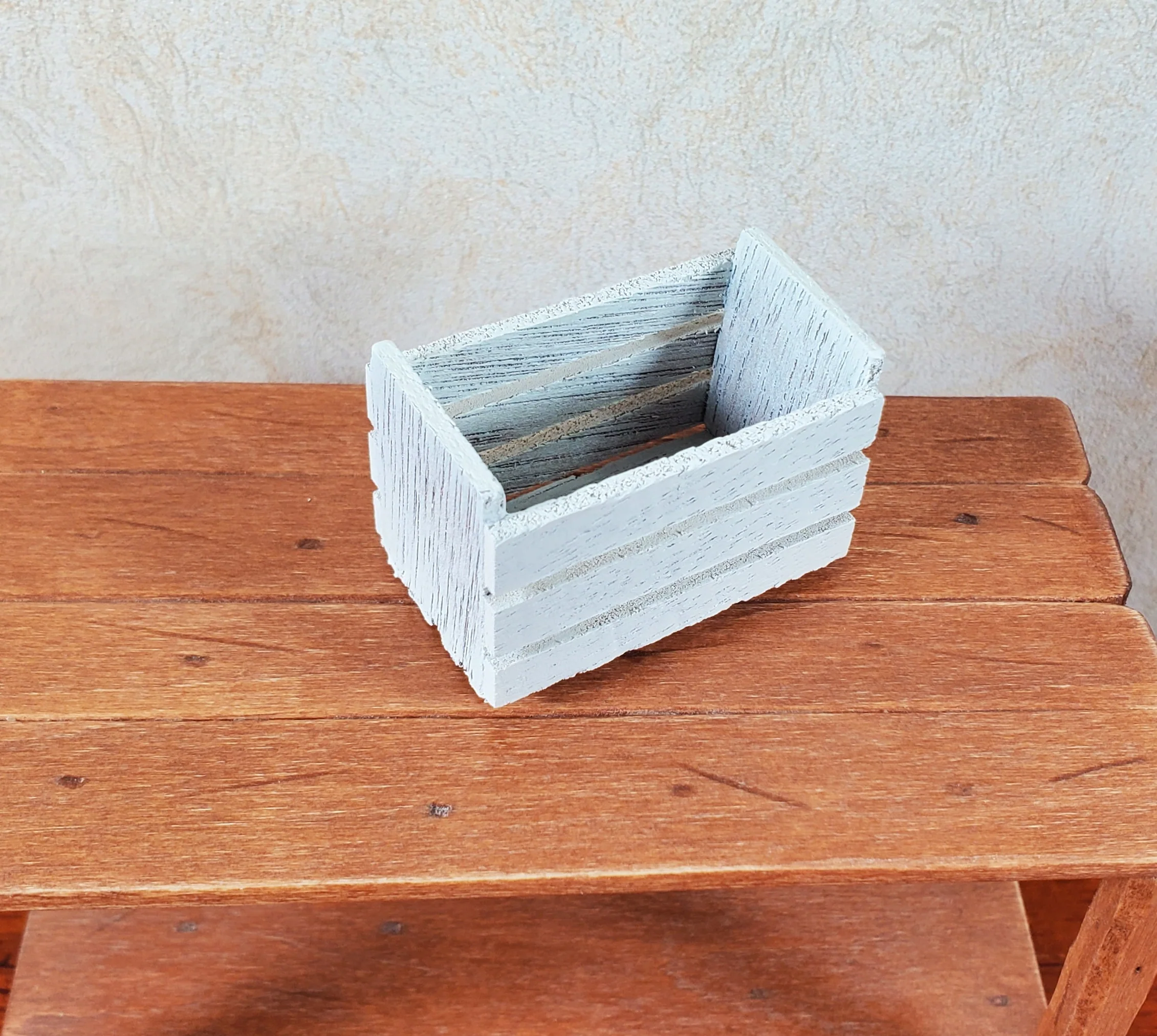 Dollhouse Tall Whitewashed Wood Produce Crate 1:12 Scale Dollhouse Miniature - Image 2