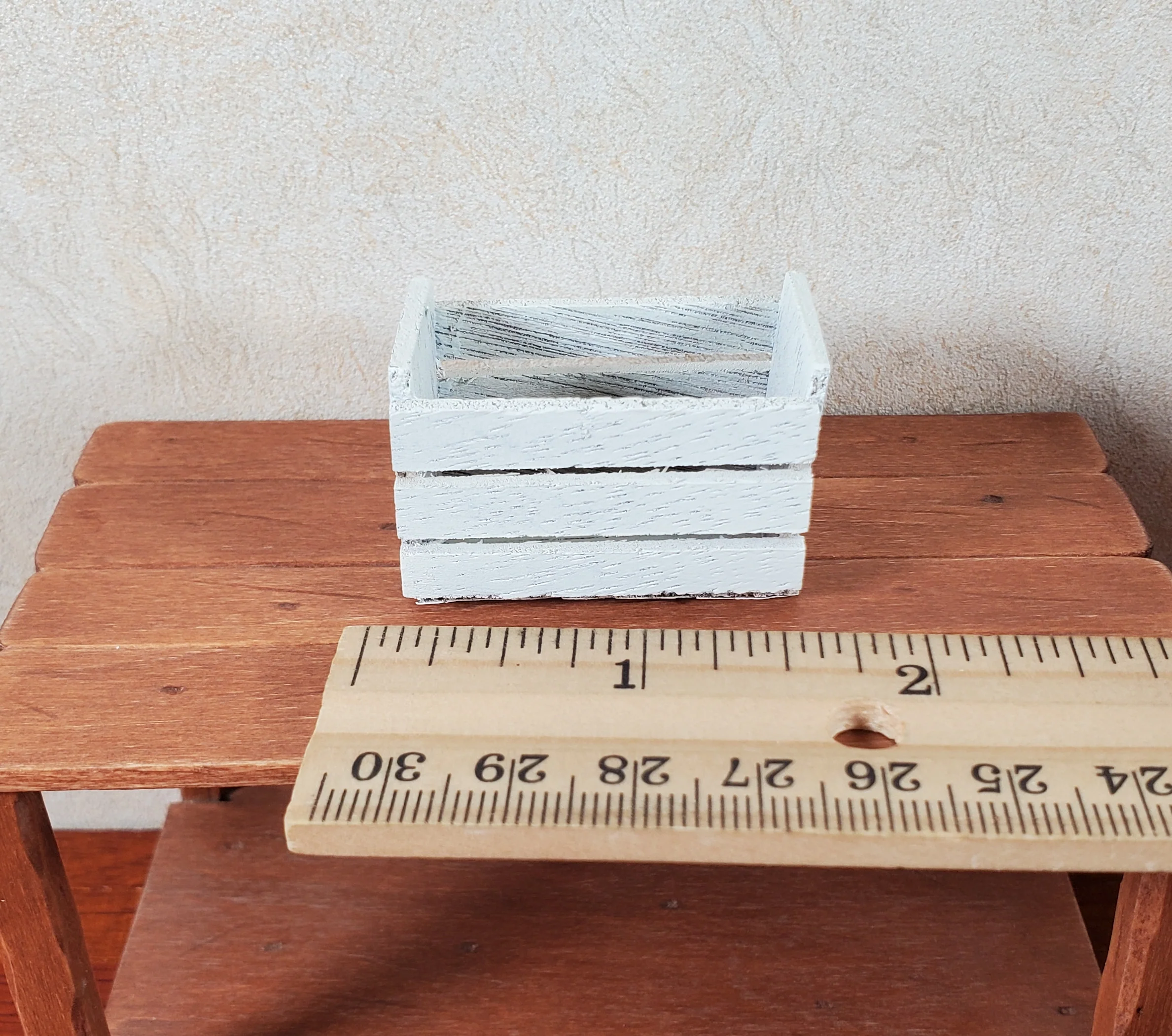 Dollhouse Tall Whitewashed Wood Produce Crate 1:12 Scale Dollhouse Miniature - Image 3
