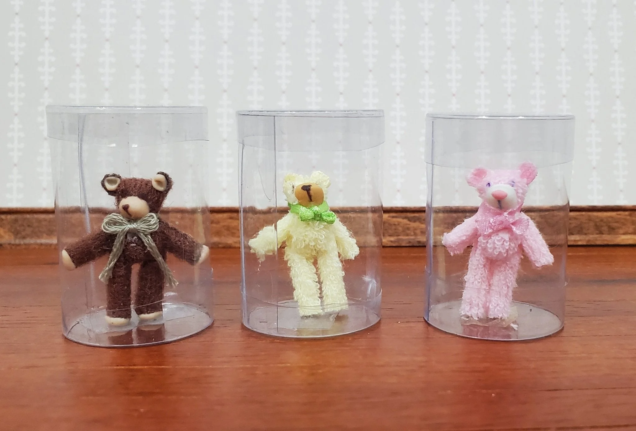 Dollhouse Teddy Bears Set of 3 Stuffed Animal Toy 1:12 Scale Miniature Nursery