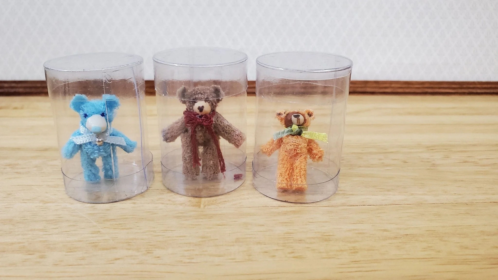 Dollhouse Teddy Bears Set of 3 Stuffed Animal Toys 1:12 Scale Miniatures
