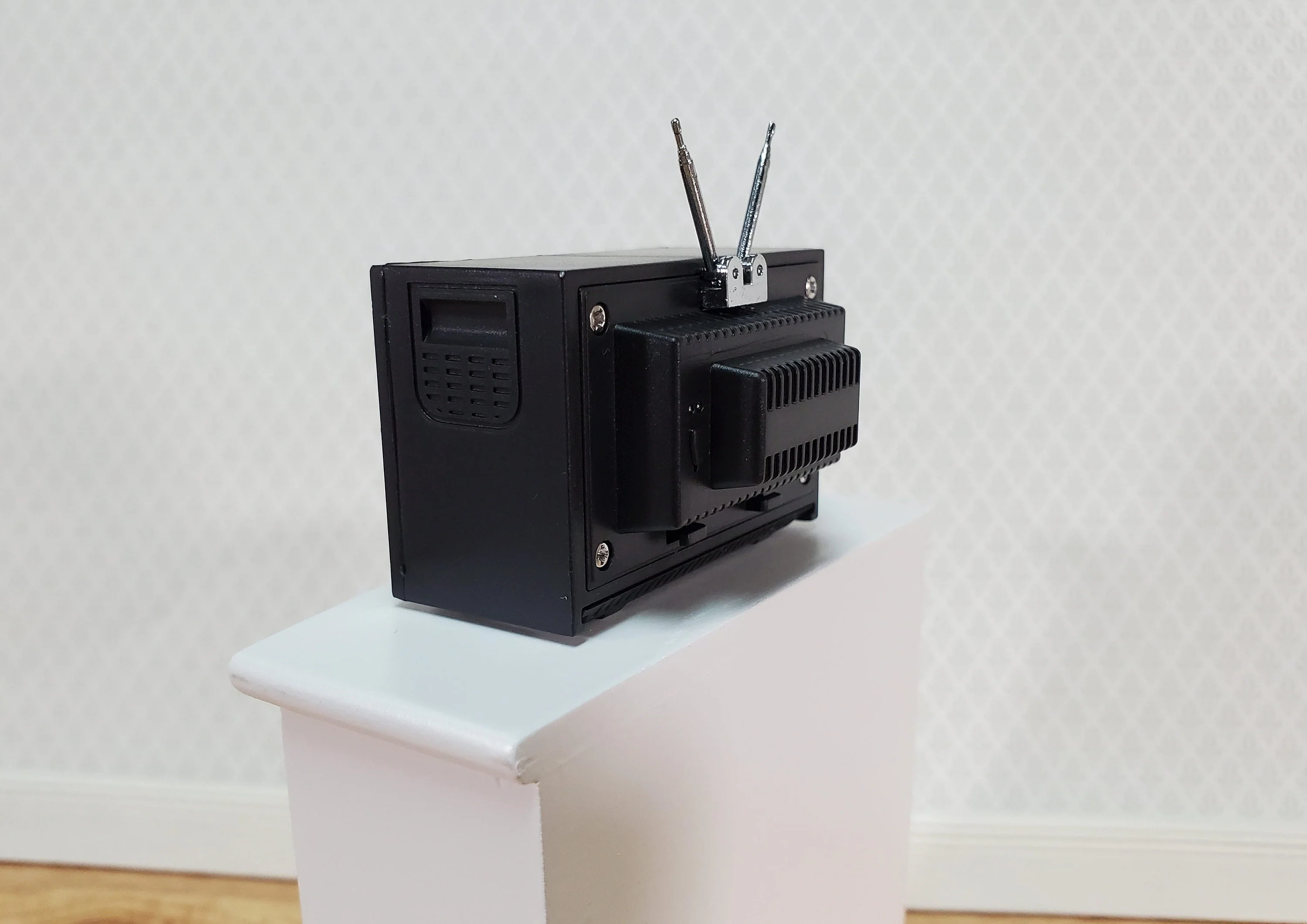 Dollhouse Television TV Set Retro 1970s Style Black Miniature Accessory - Image 4