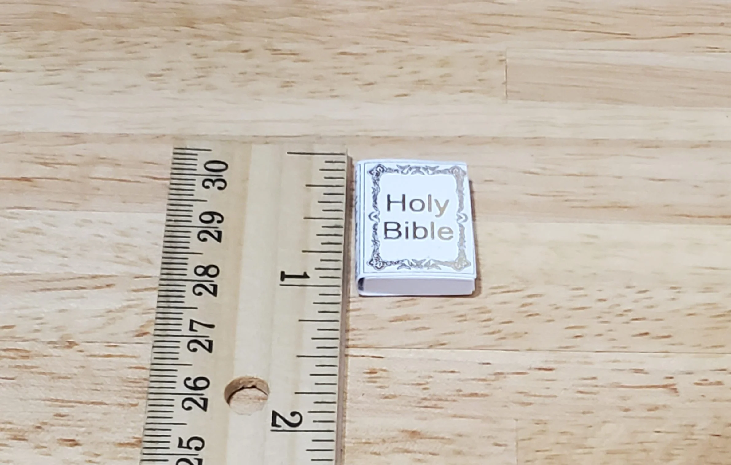 Dollhouse The Holy Bible Book White & Gold 1:12 Scale Miniature (blank inside) - Image 3