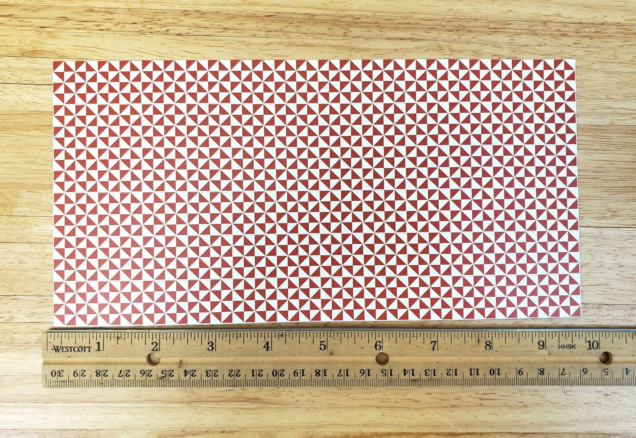 Dollhouse Tile Floor Sheet Red & White Geometric 1:12 Scale Miniature by World Model - Image 3