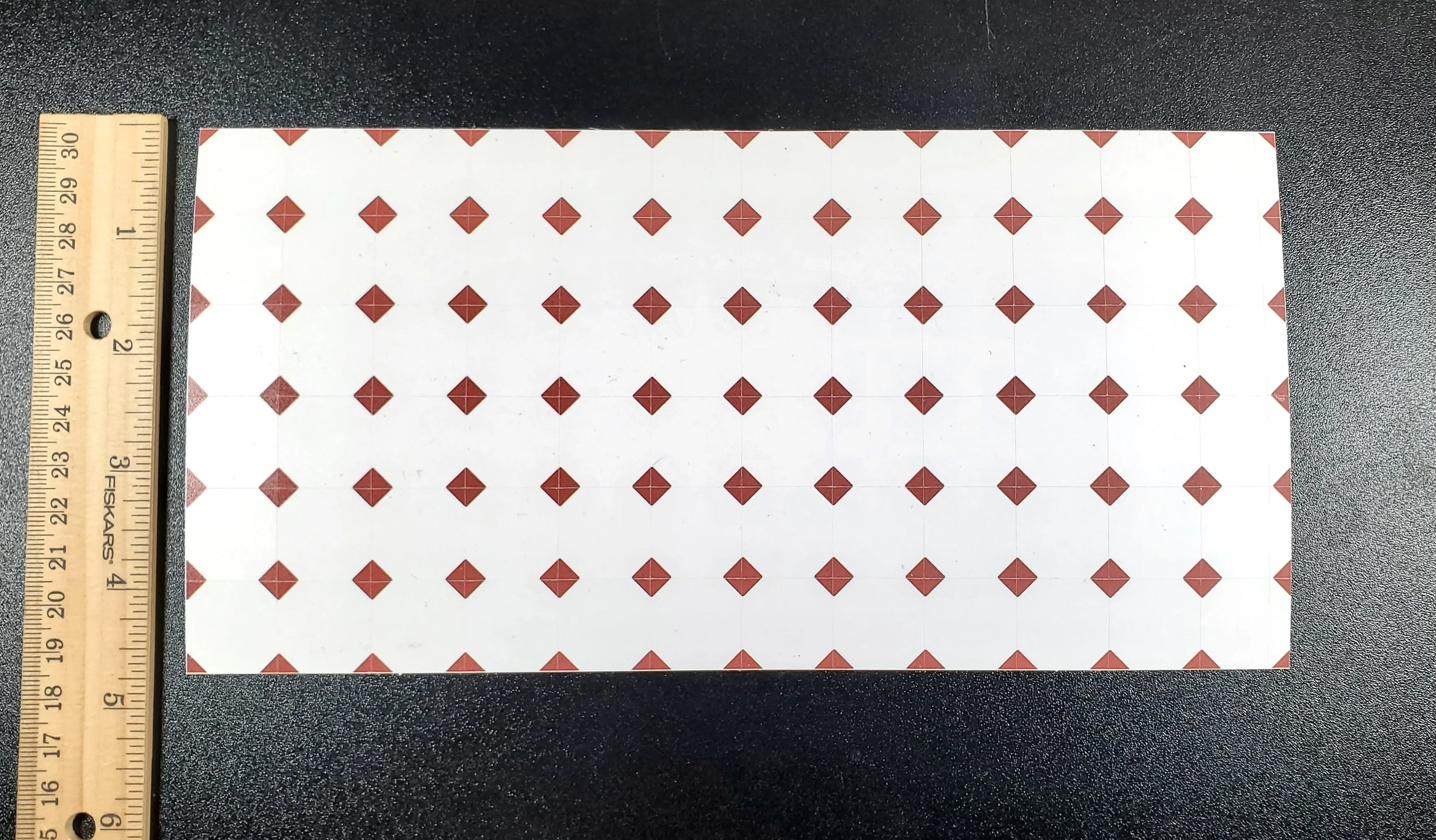 Dollhouse Tile Floor Sheet White with Dark Red Diamonds 1:12 Scale Miniature - Image 3