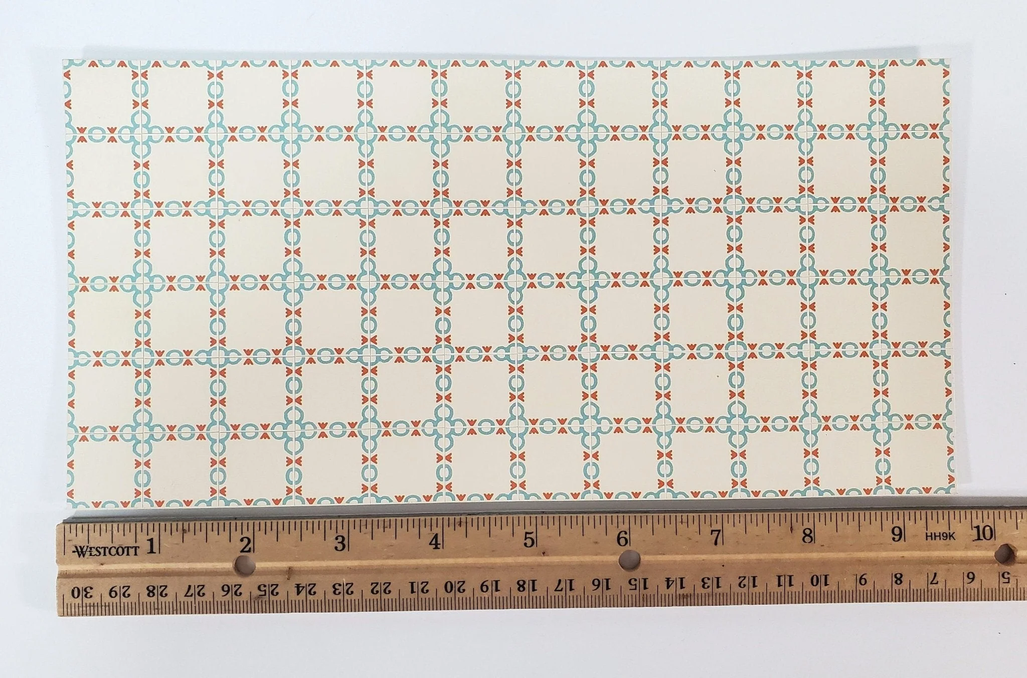 Dollhouse Tile Flooring Sheet Cream Blue/Gray Red 1:12 Scale Break Off Pieces - Image 3