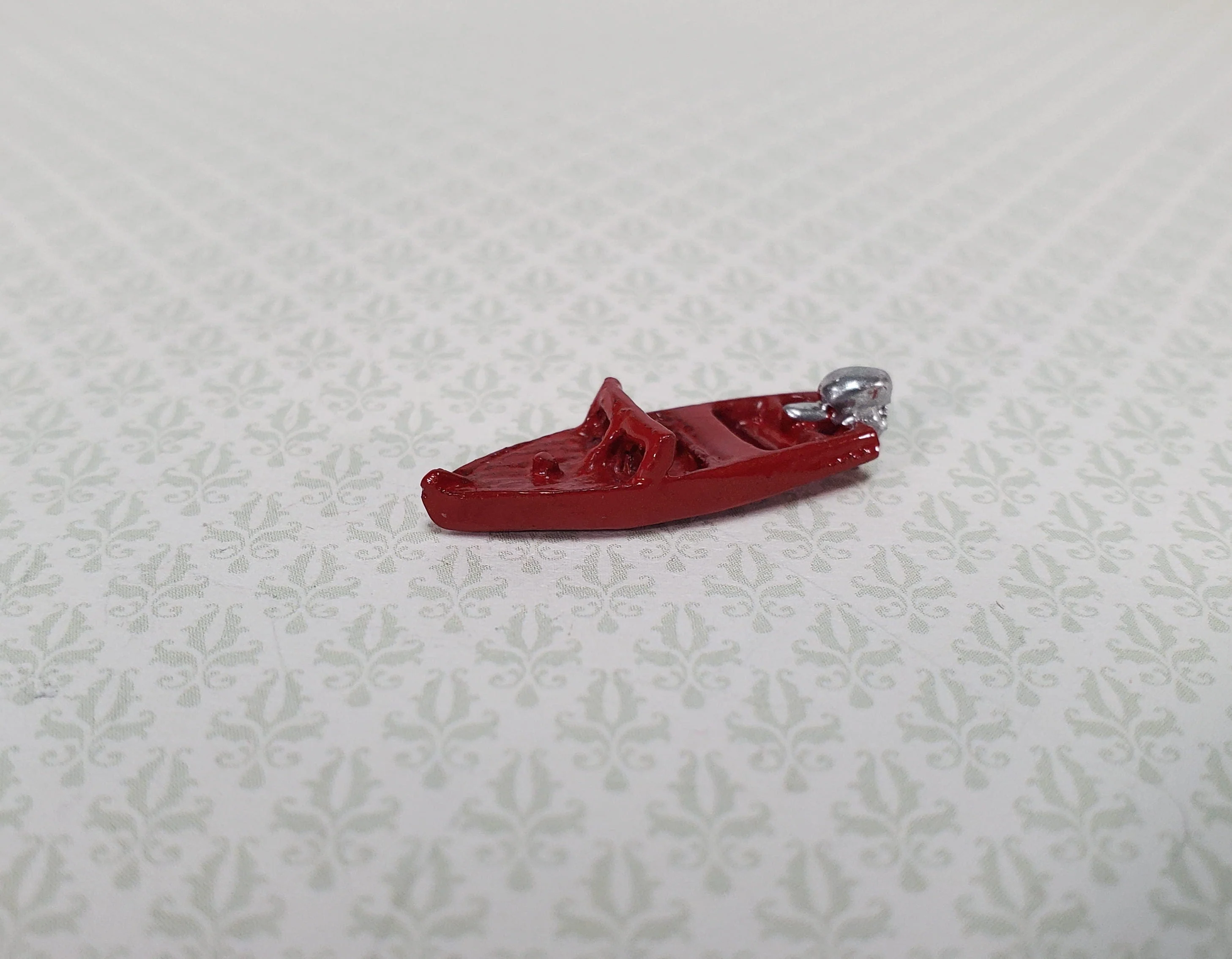 Dollhouse Tiny Speed Boat Toy Red 1:12 Scale Nursery Toys Painted Metal