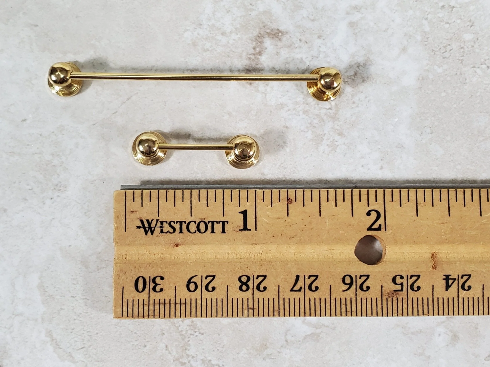 Dollhouse Towel Rod & Toilet Paper Holder Gold Brass Bathroom 1:12 Scale Miniatures - Image 3