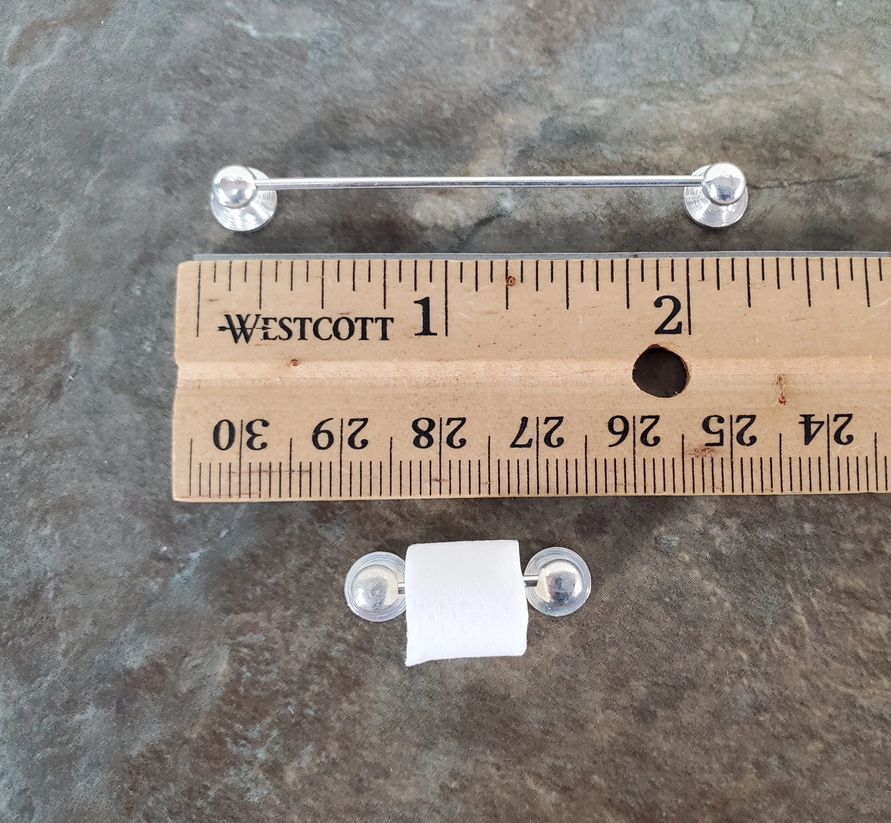 Dollhouse Towel Rod & Toilet Paper Holder Silver 1:12 Scale Miniature Bathroom - Image 4