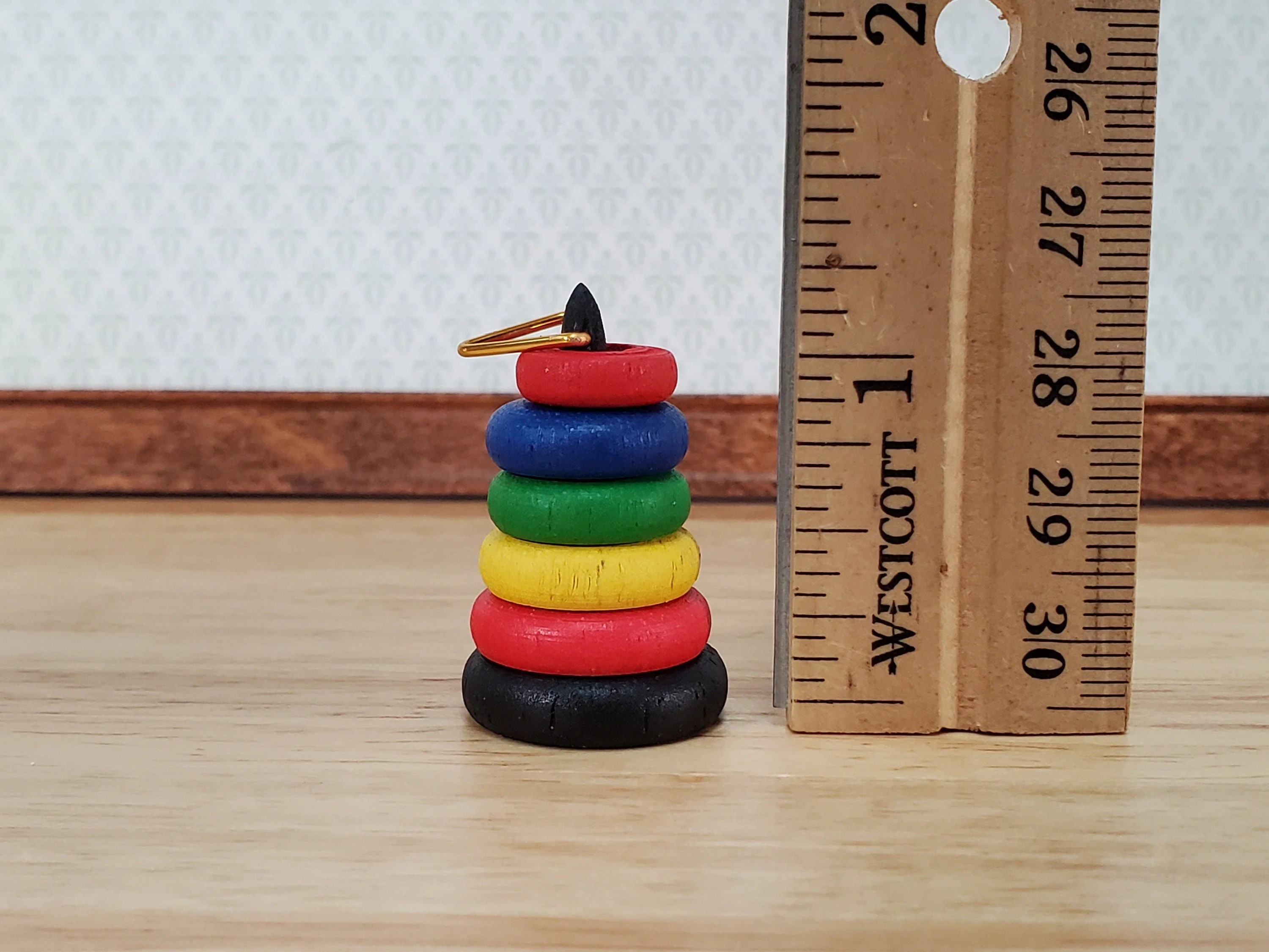 Dollhouse Toy Ring Stacking Toy Classic Style Wood 1:6 Scale Miniature Nursery - Image 3