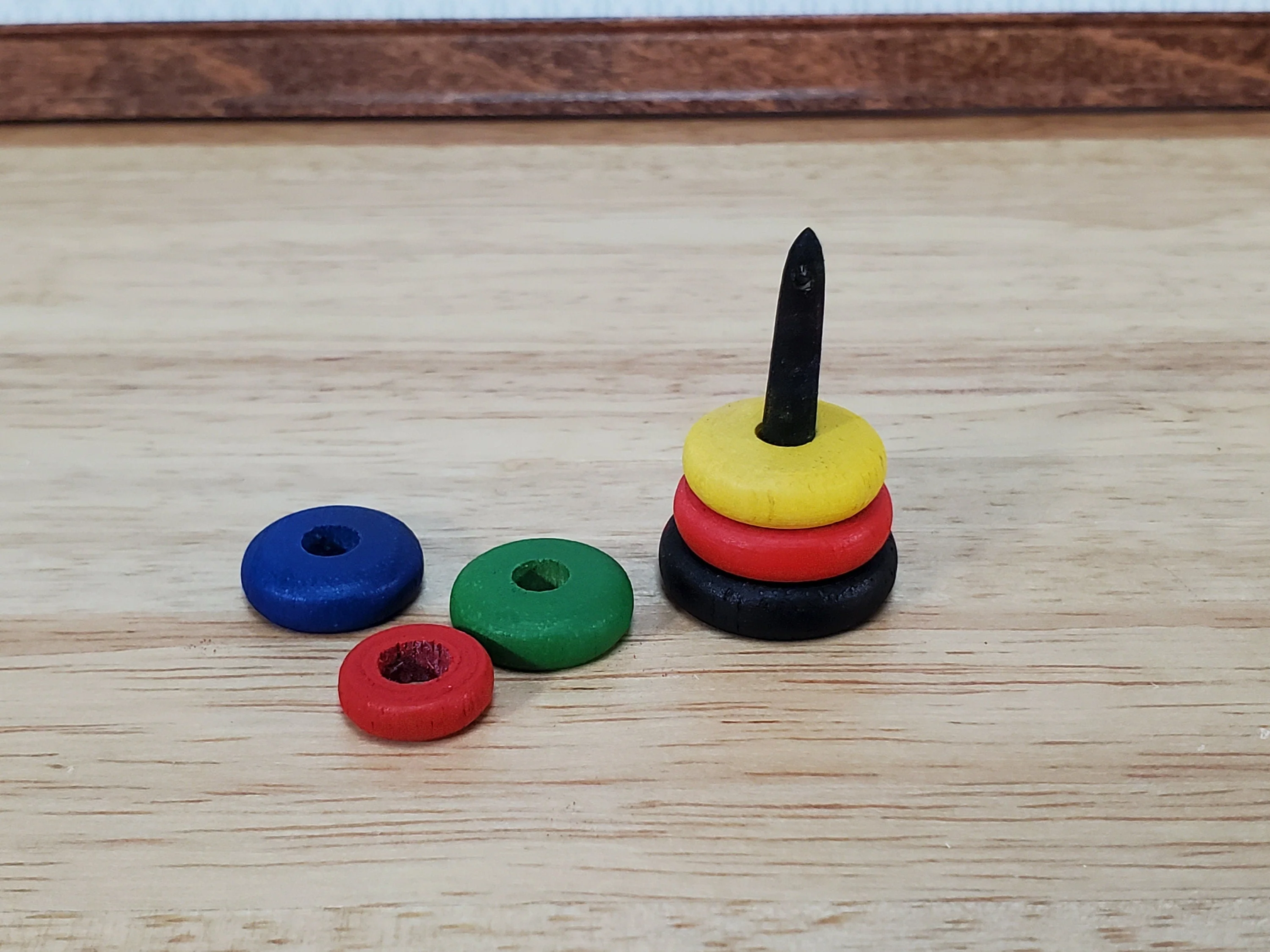 Dollhouse Toy Ring Stacking Toy Classic Style Wood 1:6 Scale Miniature Nursery - Image 4