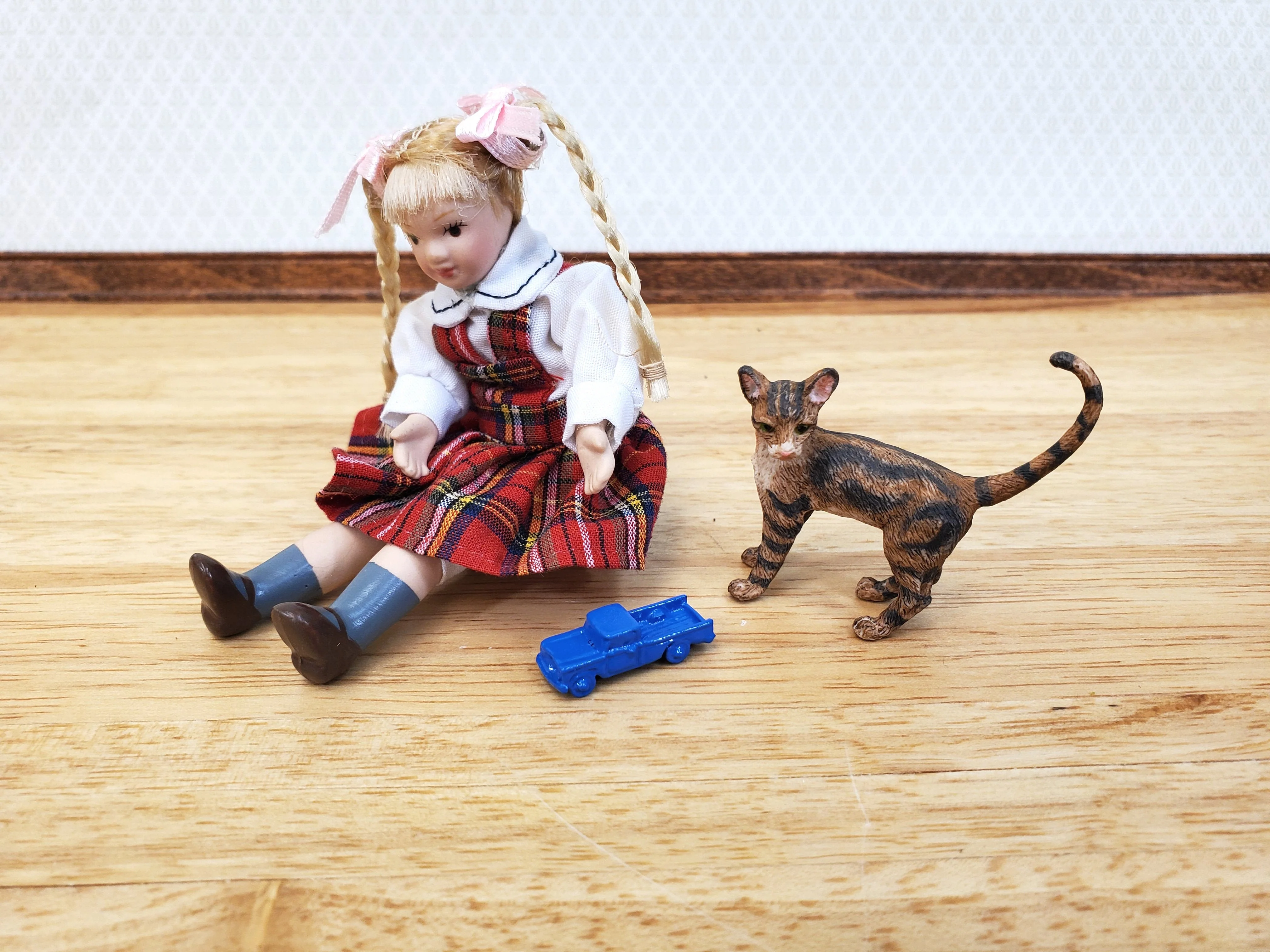 Dollhouse Toy Truck Blue Painted Metal 1:12 Scale Miniature Nursery - Image 3