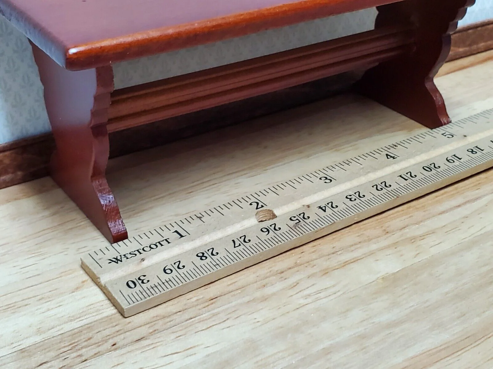 Dollhouse Trestle Table with 2 Benches Tudor Gothic 1:12 Scale Miniature Wood Furniture - Image 6