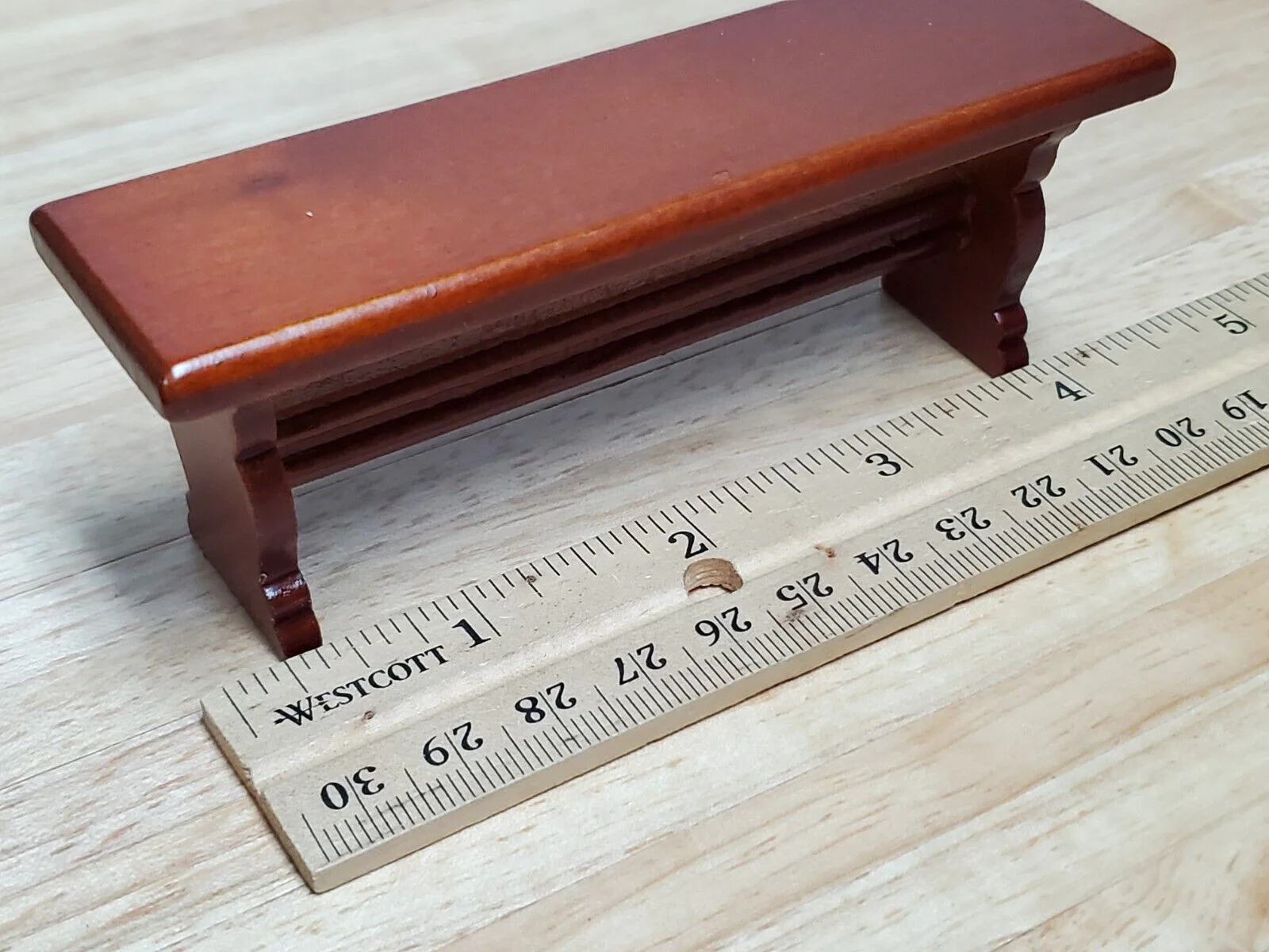 Dollhouse Trestle Table with 2 Benches Tudor Gothic 1:12 Scale Miniature Wood Furniture - Image 7