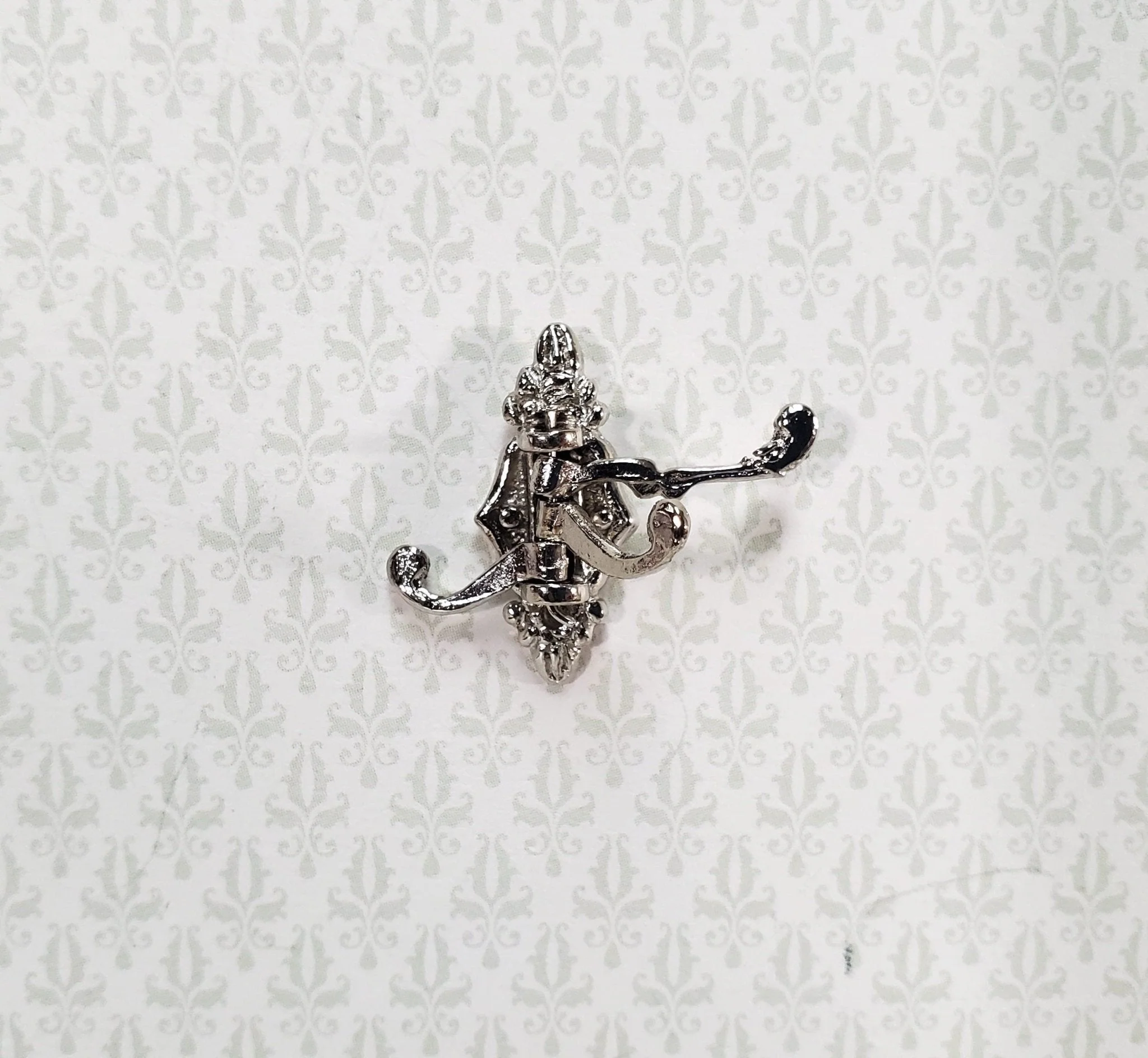 Dollhouse Triple Hook Moveable for Hats Ties 1:12 Miniature Scale Silver Finish
