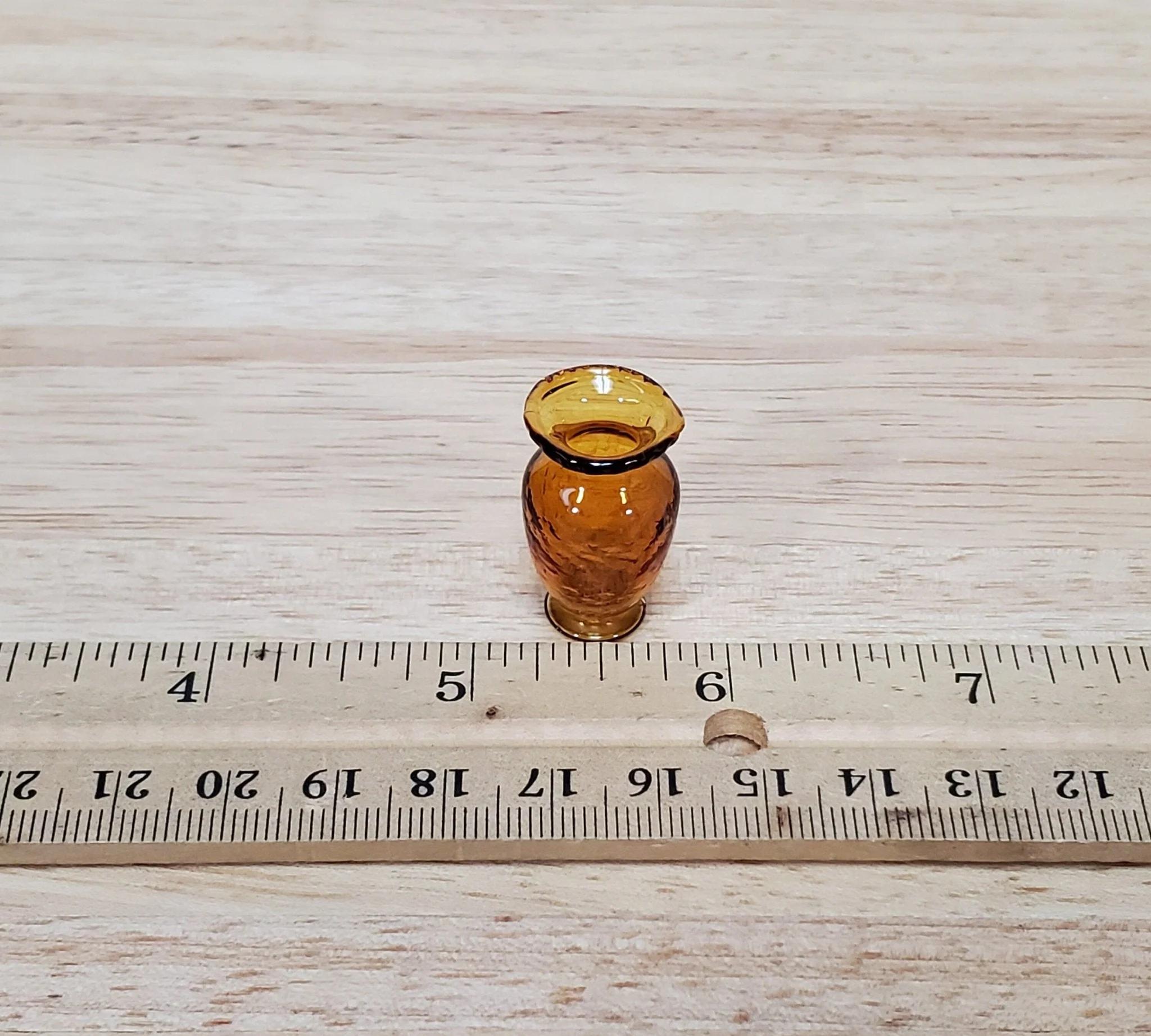 Dollhouse Vase Amber Glass Textured 1:12 Scale Miniature Hand Blown Philip Grenyer - Image 4