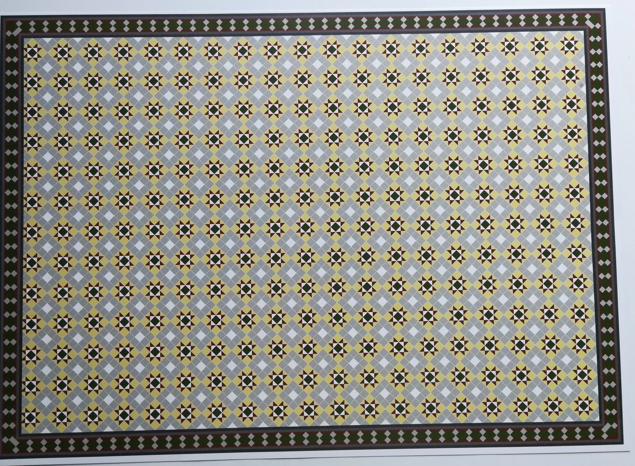 Dollhouse Victorian Faux Tile Flooring Diamond Pattern Green Gray 1:12 - Image 2