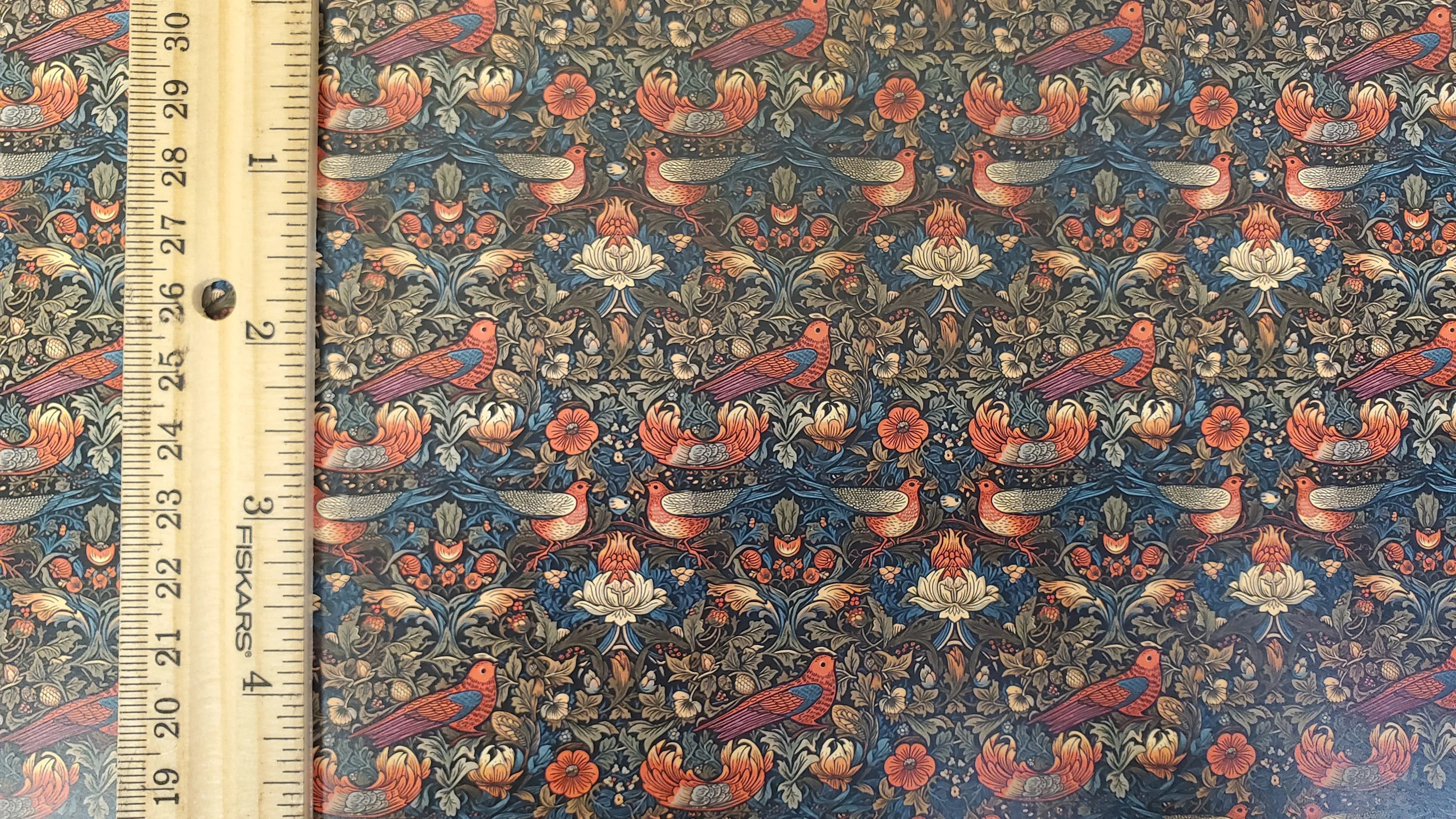 Dollhouse Victorian Wallpaper Dark Green Red Birds 3 Sheets 1:12 Scale Miniature - Image 3