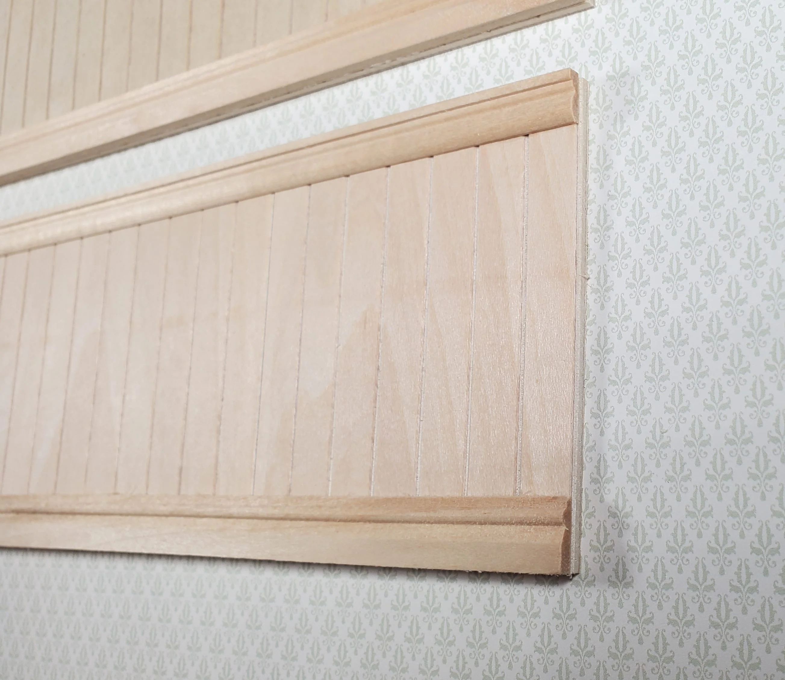 Dollhouse Wainscoting Wall Panels Wood Paneling 2 Sheets 1:12 Scale Miniature - Image 2