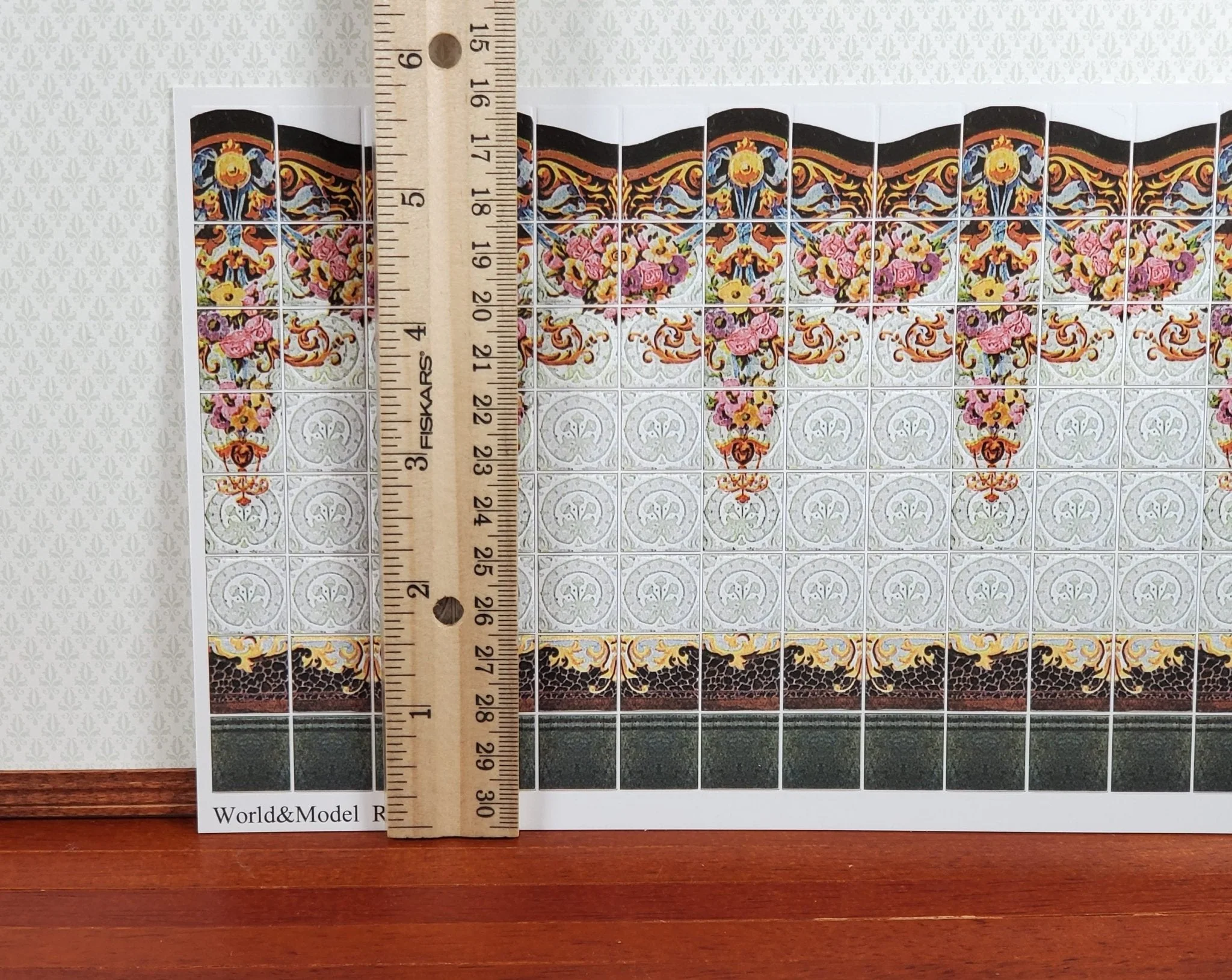 Dollhouse Wall Tiles Floral Embossed Art Nouveau Style 1:12 Scale Miniature - Image 3
