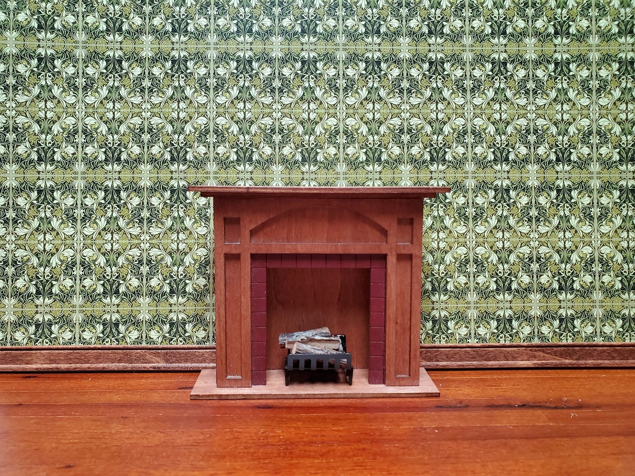 Dollhouse Wallpaper Art Nouveau Victorian Style Greens 1:12 Scale MiniatureCrush Exclusive - Image 2