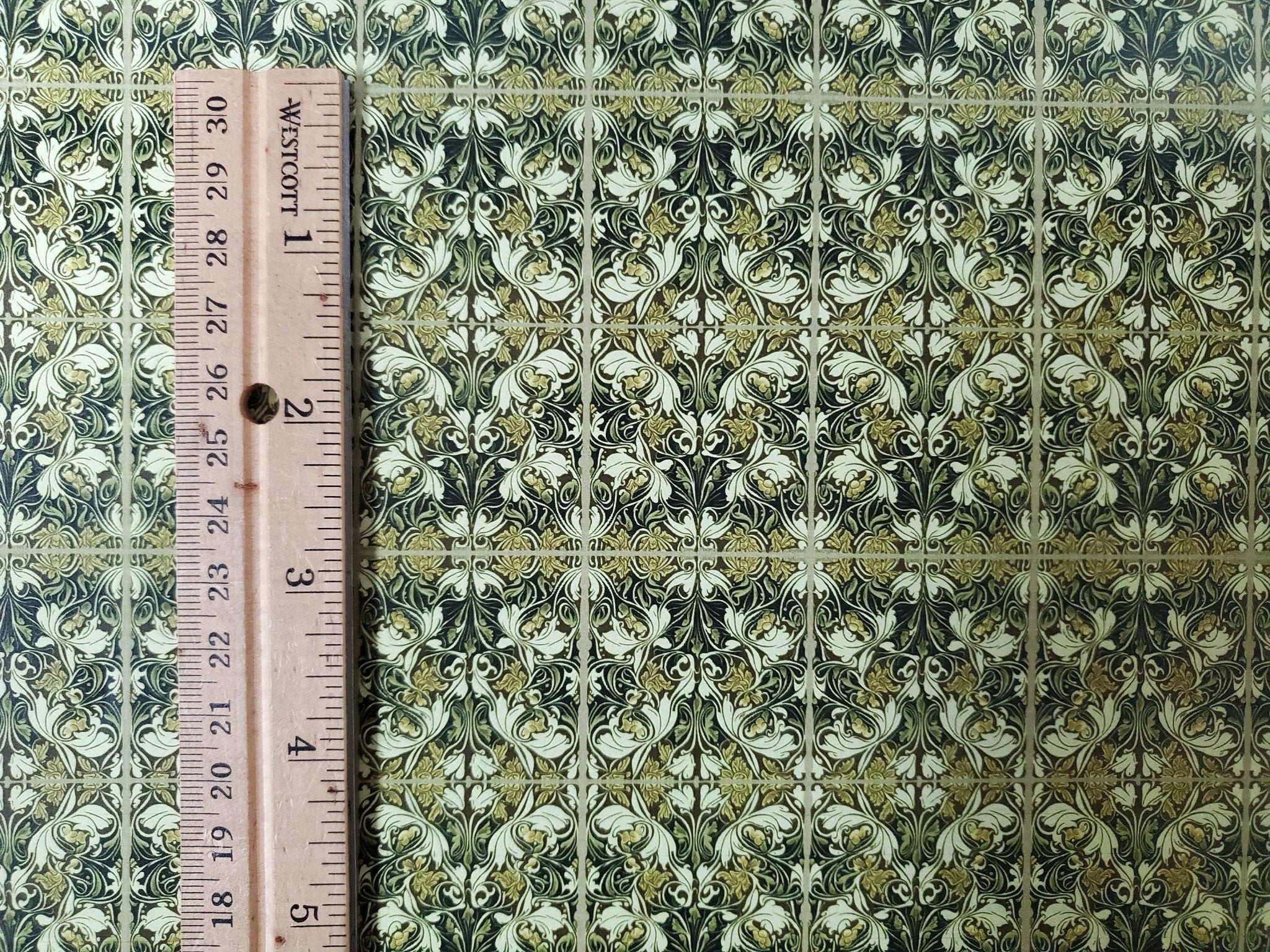 Dollhouse Wallpaper Art Nouveau Victorian Style Greens 1:12 Scale MiniatureCrush Exclusive - Image 4