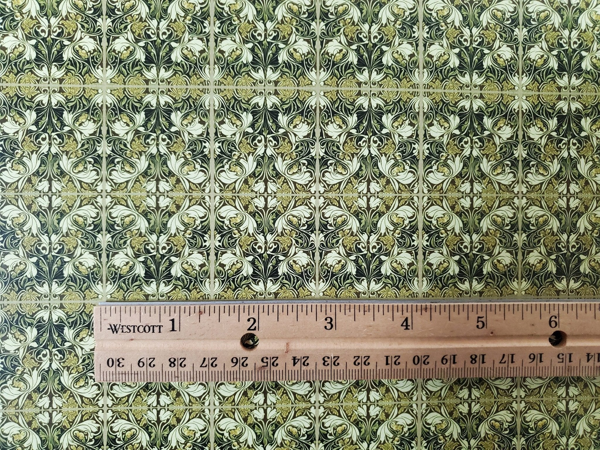 Dollhouse Wallpaper Art Nouveau Victorian Style Greens 1:12 Scale MiniatureCrush Exclusive - Image 5