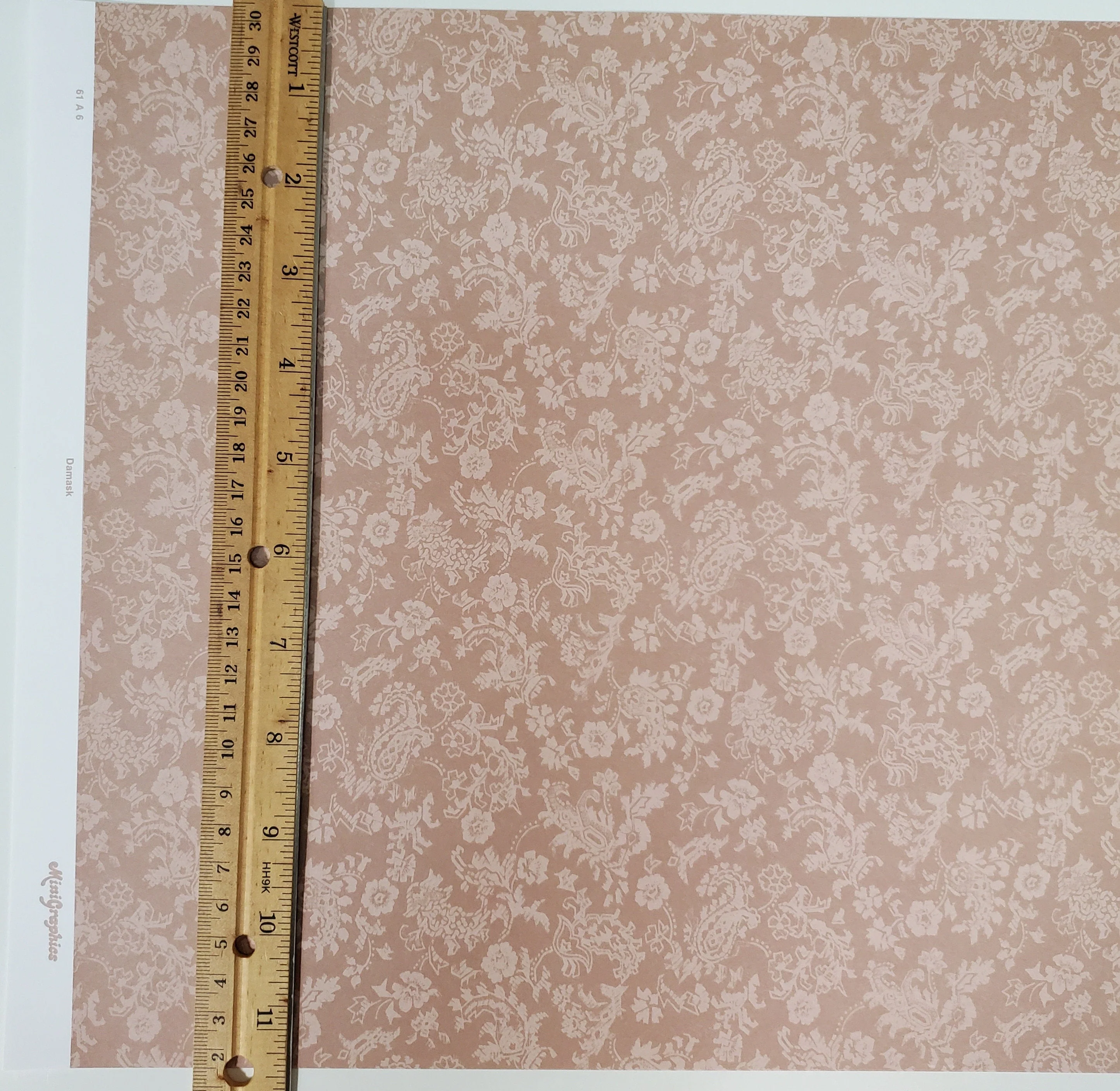 Dollhouse Wallpaper Beige Damask 3 Sheets MiniGraphics 1:12 Scale Miniature - Image 3