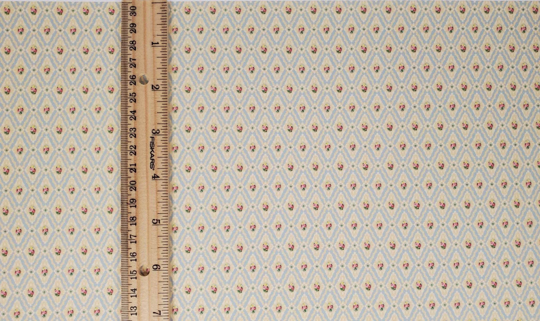Dollhouse Wallpaper Blue Diamond Floral Victorian Bradbury & Bradbury 1:12 Scale - Image 3