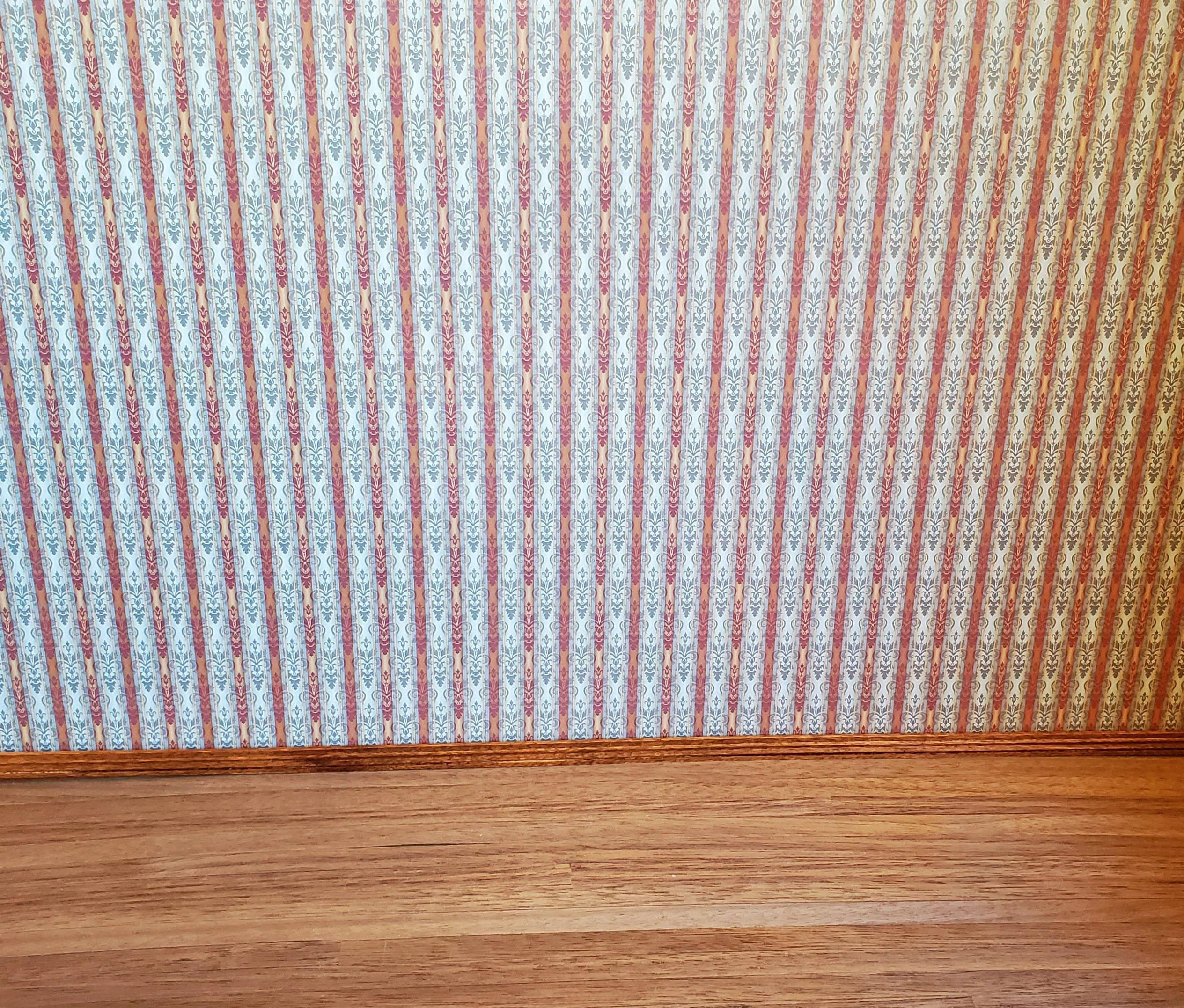 Dollhouse Wallpaper Brodnax Irisé Victorian Blue Maroon Gold 1:12 Scale - Image 2