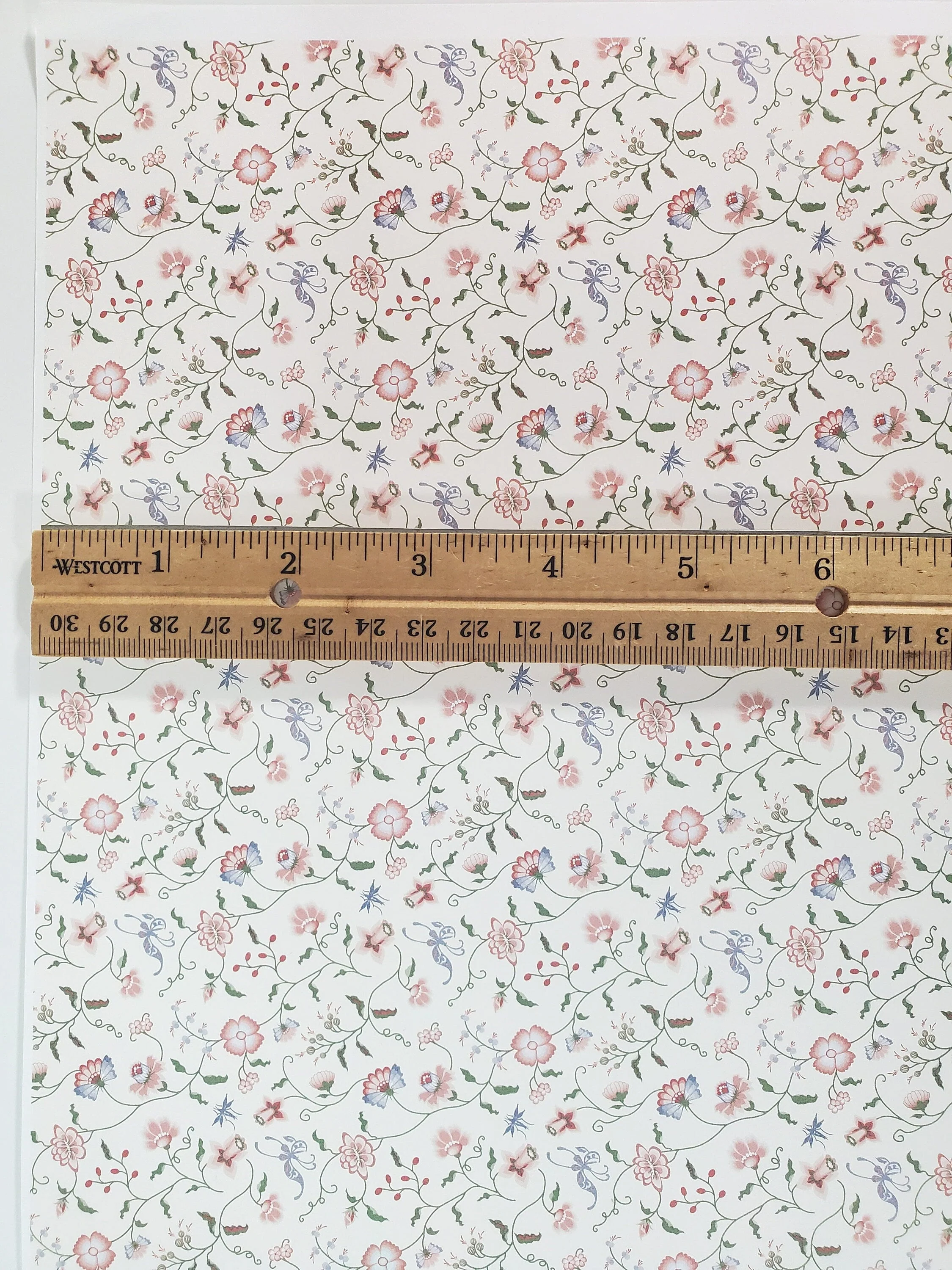 Dollhouse Wallpaper Brodnax "Papillon Blueberry" Pink Blue Floral 1:12 Scale Miniature French Country - Image 4