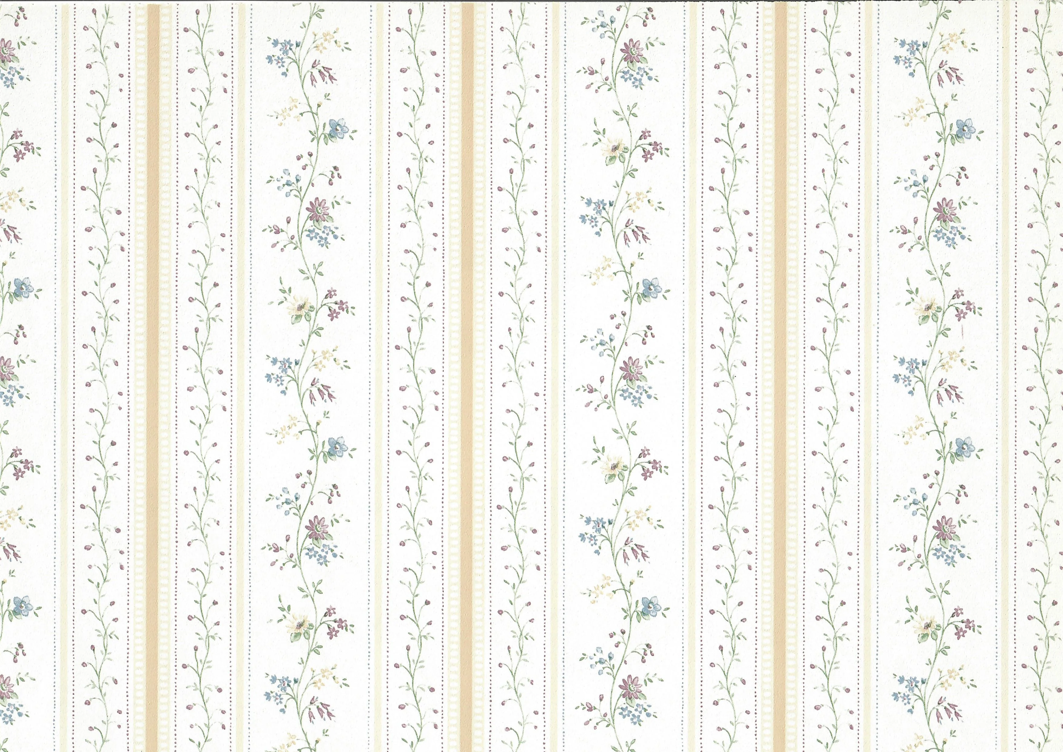 Dollhouse Wallpaper Cottage Beige Stripe 3 Sheets 1:12 Scale Miniature