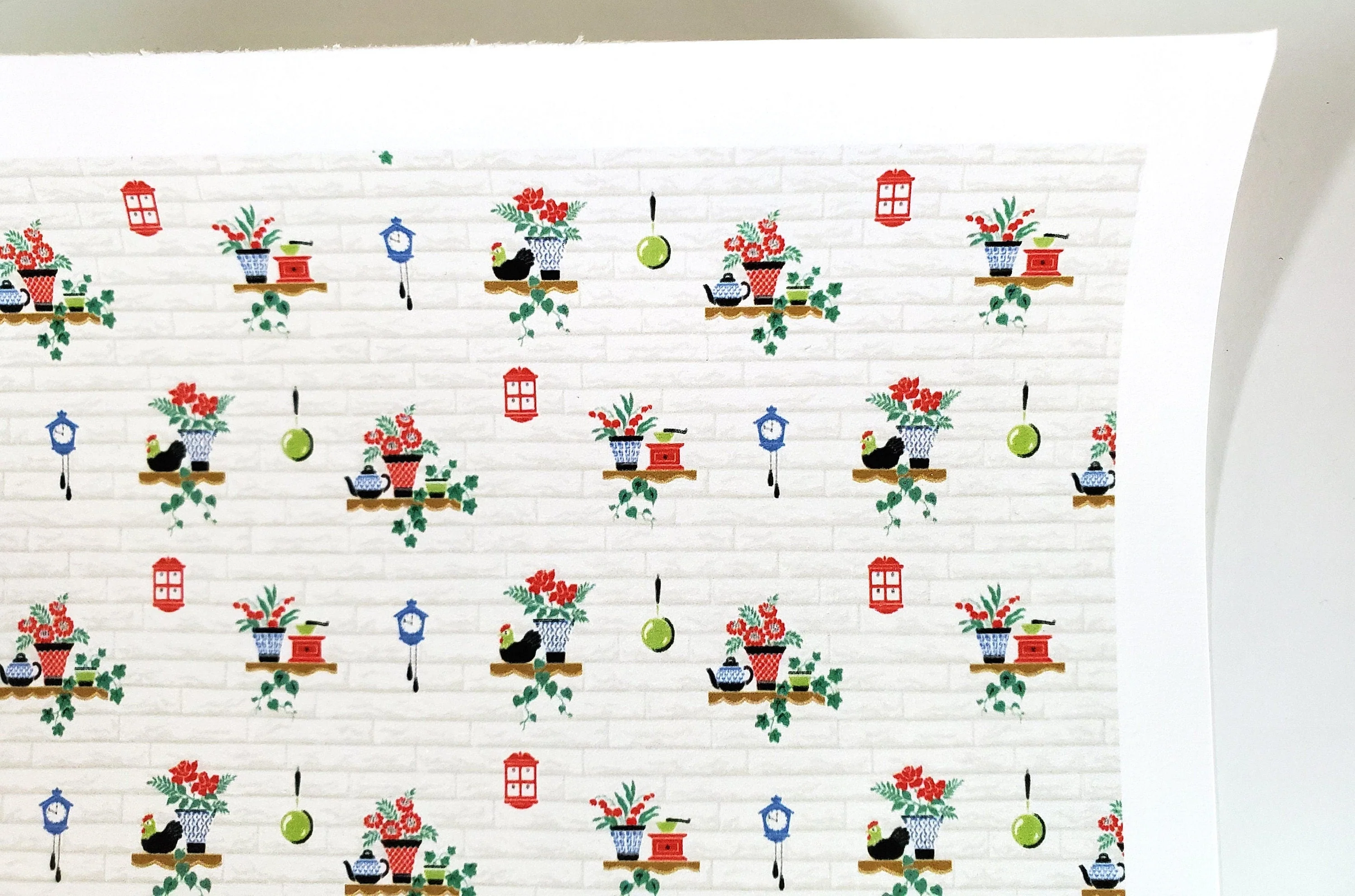 Dollhouse Wallpaper "Cozy Kitchen" Brick Design Bradbury & Bradbury 1:12 Scale - Image 3