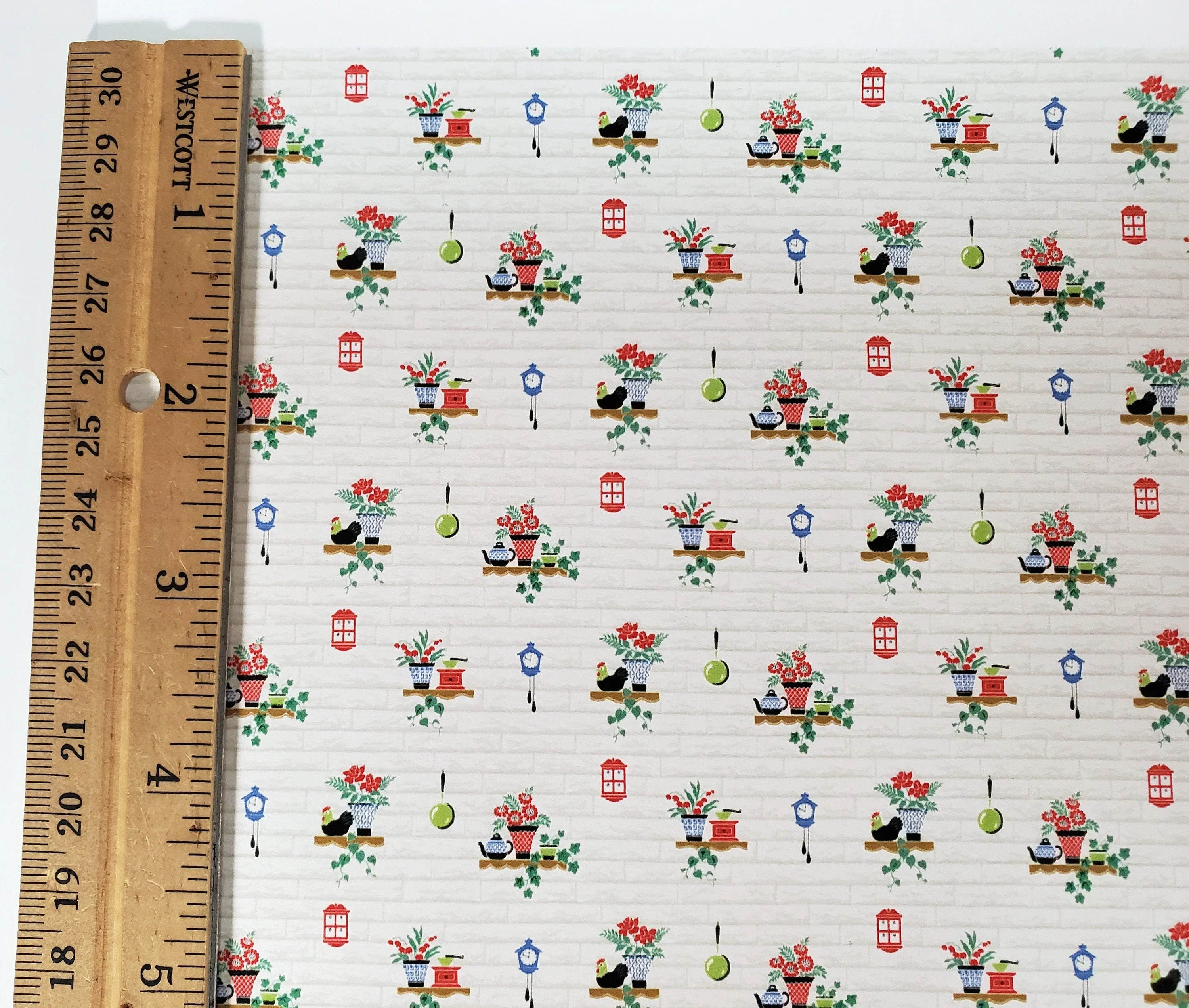 Dollhouse Wallpaper "Cozy Kitchen" Brick Design Bradbury & Bradbury 1:12 Scale - Image 4