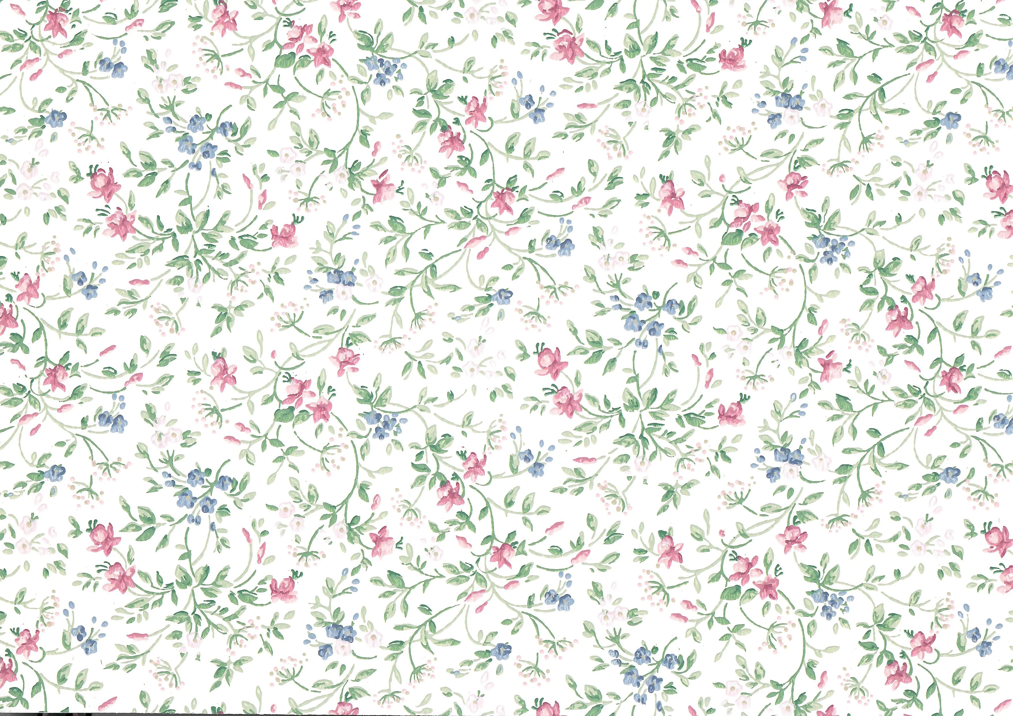 Dollhouse Wallpaper Crimson Violet Garden Spray 3 Sheets 1:12 Scale Miniature