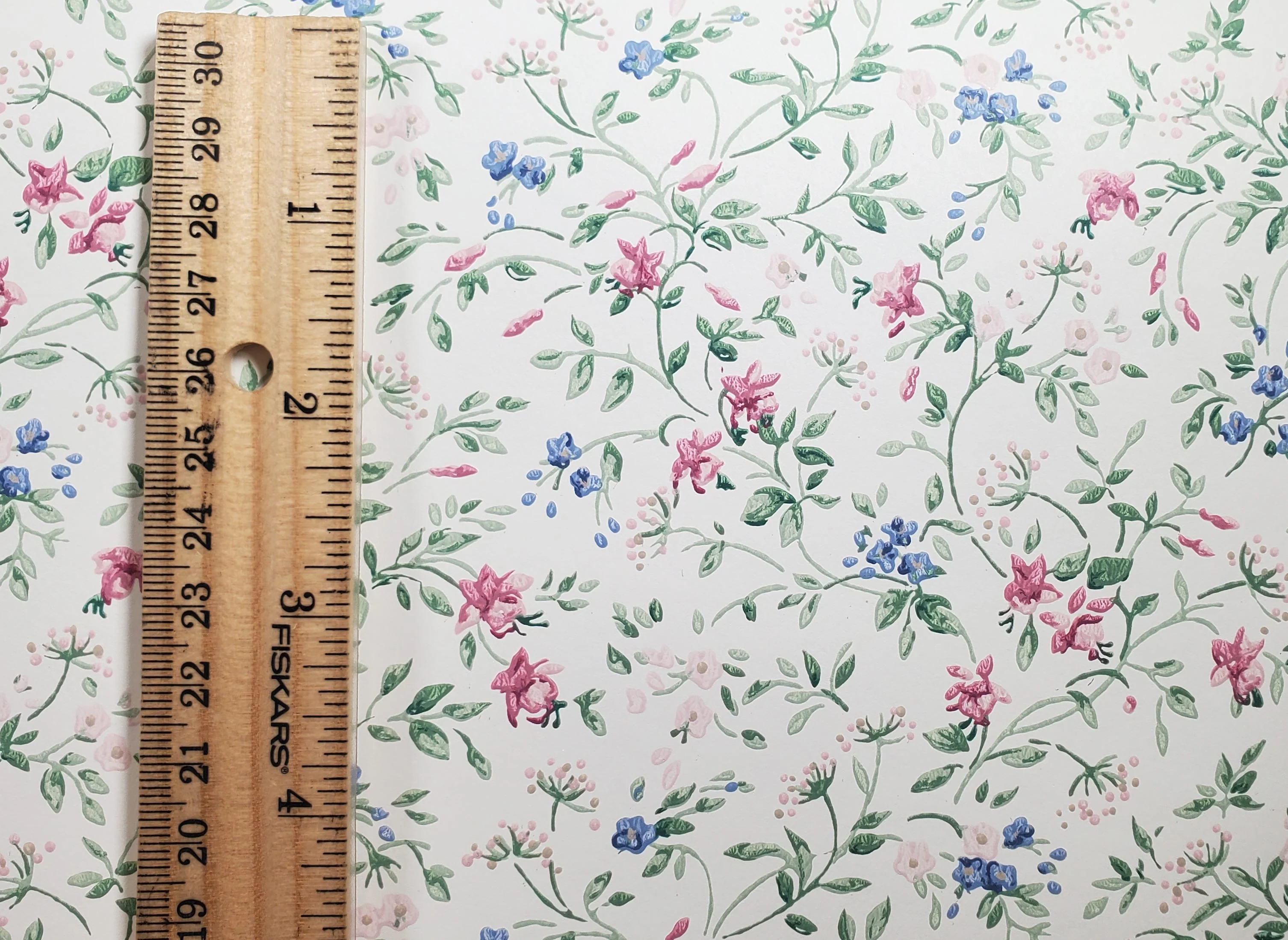 Dollhouse Wallpaper Crimson Violet Garden Spray 3 Sheets 1:12 Scale Miniature - Image 3