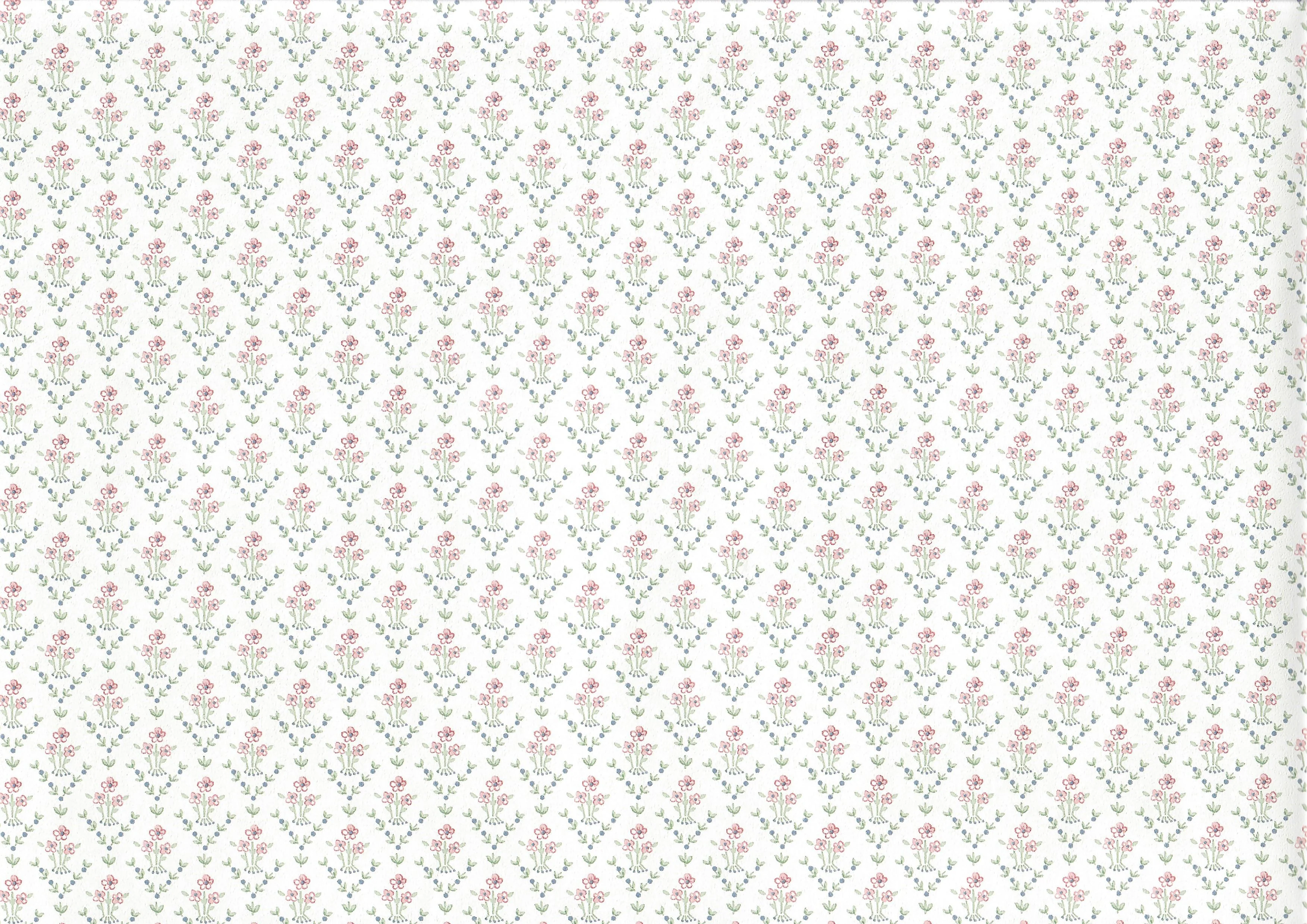 Dollhouse Wallpaper Dainty Daises 3 Sheets White Pink Green Blue