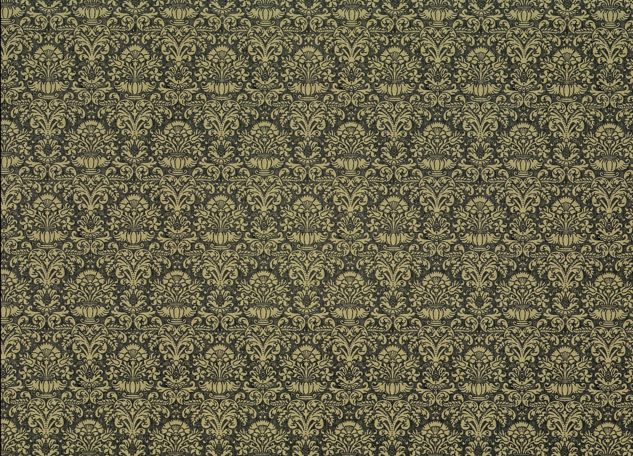 Dollhouse Wallpaper Damask Black & Tan Victorian 1:12 Scale Itsy Bitsy Miniatures