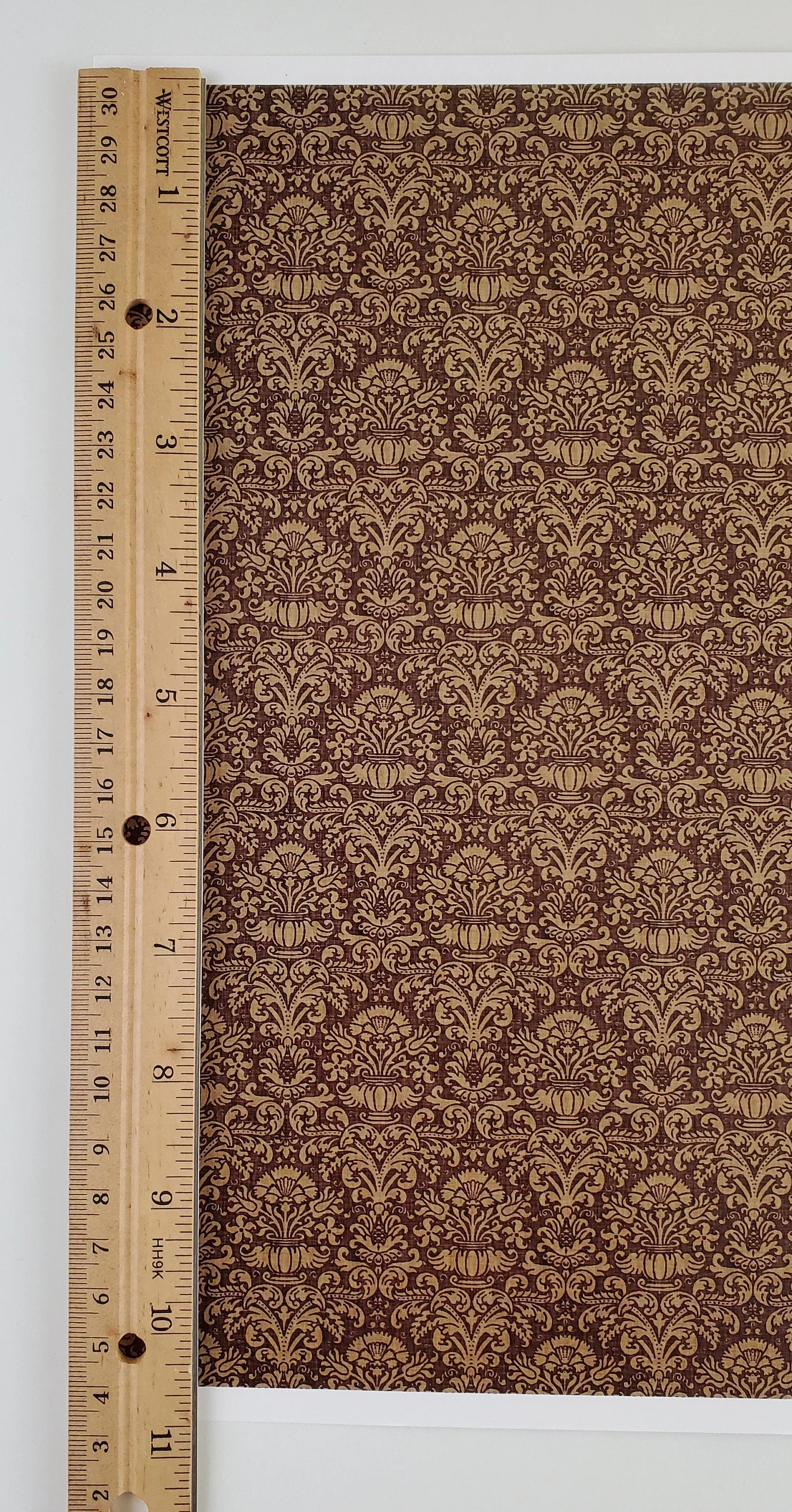 Dollhouse Wallpaper Damask Chocolate Brown Victorian 1:12 Scale Itsy Bitsy Miniatures - Image 3