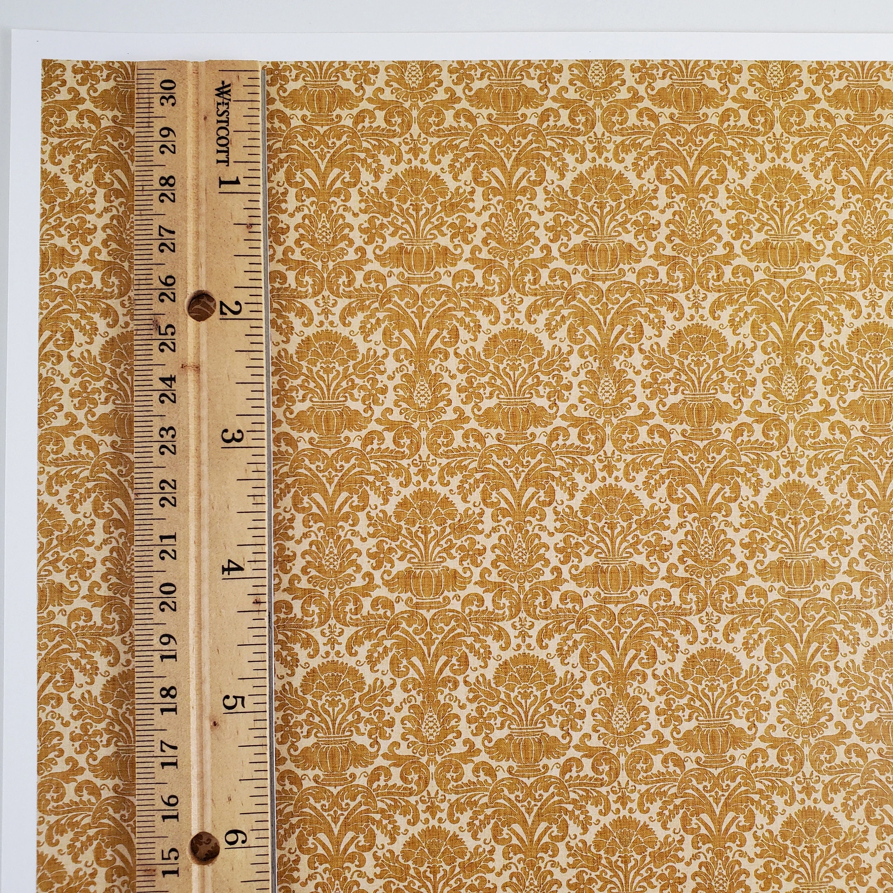 Dollhouse Wallpaper Damask Dark Gold/Beige Reverse 1:12 Scale Itsy Bitsy Miniatures - Image 4
